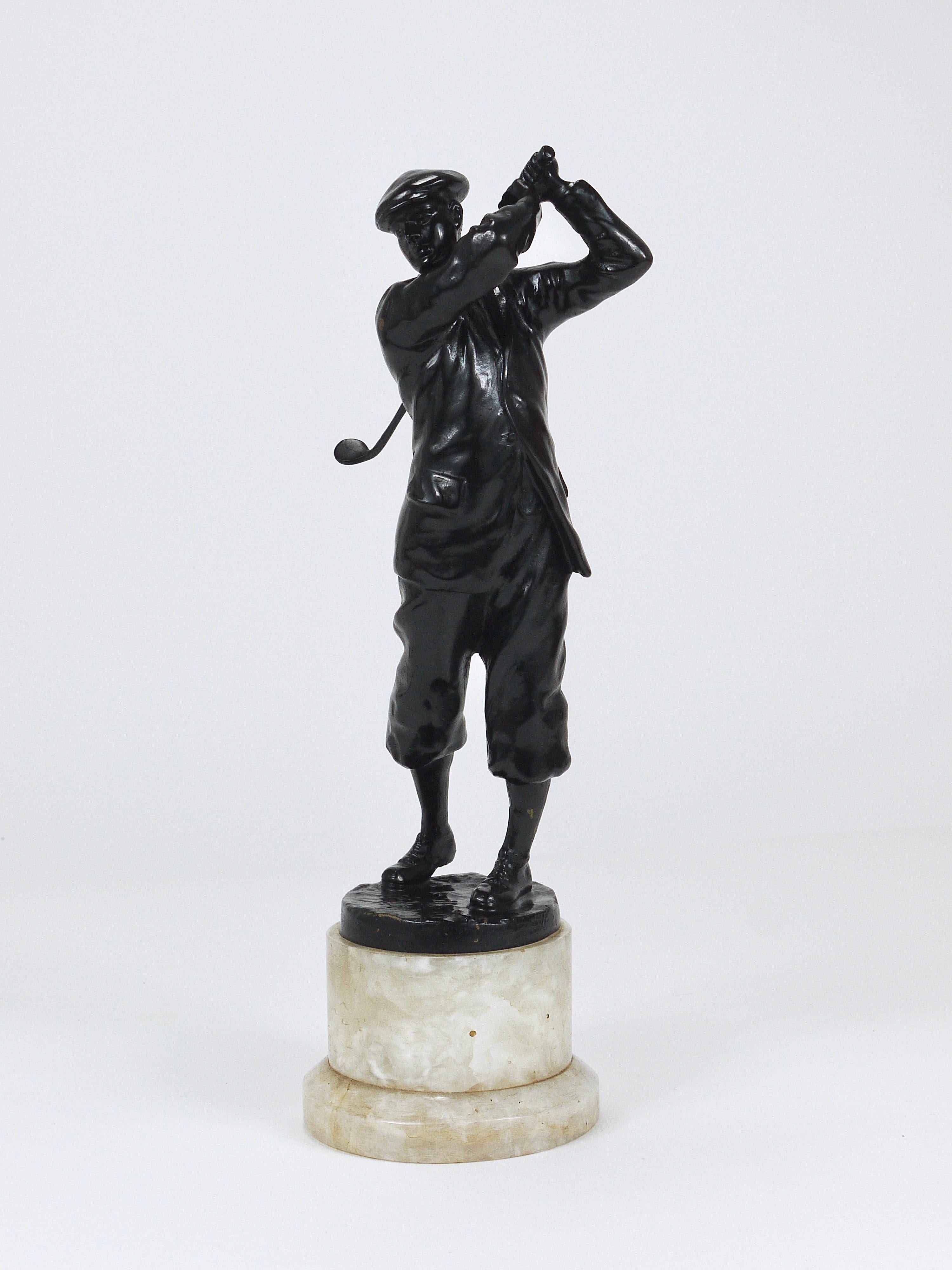Joueur de golf des années 1920 Harry Vardon  Statue en bronze, Richard Thuss, Argentor Vienna en vente 8