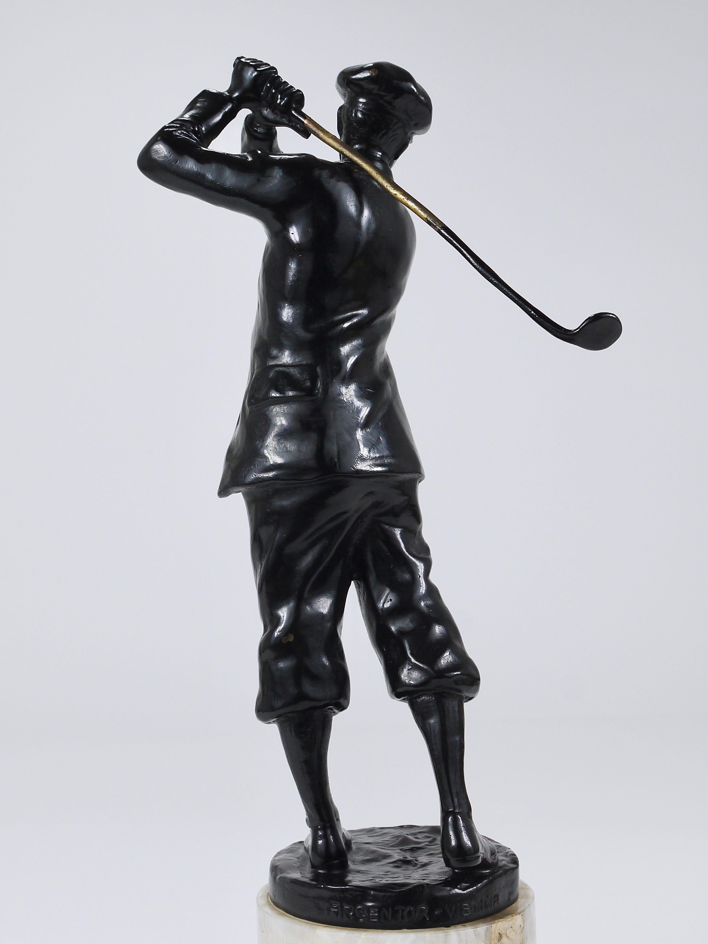 Joueur de golf des années 1920 Harry Vardon  Statue en bronze, Richard Thuss, Argentor Vienna en vente 13