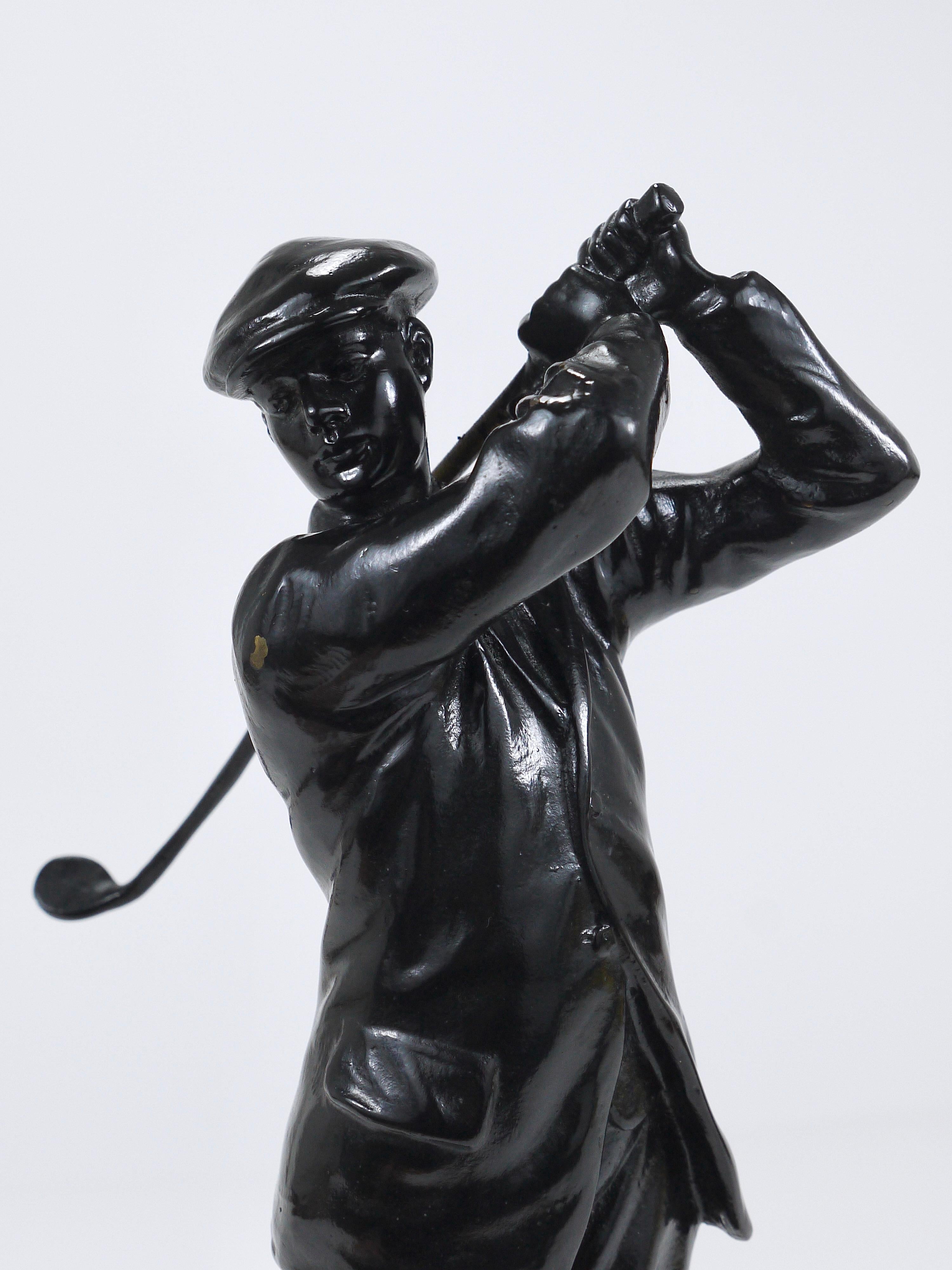 Bronze Joueur de golf des années 1920 Harry Vardon  Statue en bronze, Richard Thuss, Argentor Vienna en vente