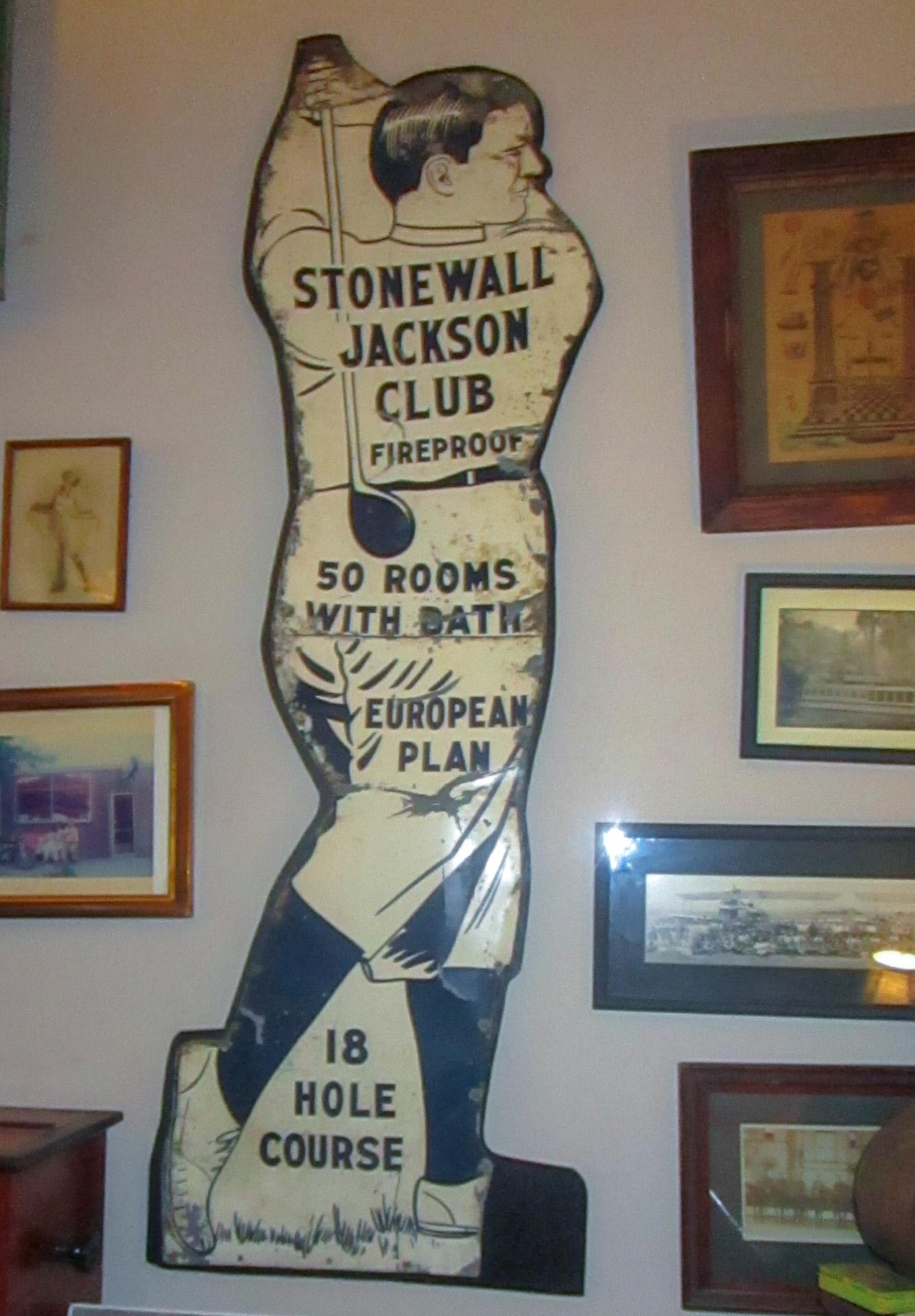 Early 20th Century 1920s Golfing Advertising Tin Sign Stonewall Jackson Club Staunton Virginia