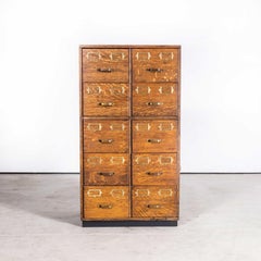1920s Good Sized Solid Oak Bank of Filing Drawers, Ten Drawers
