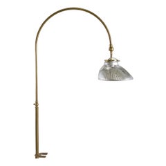 1920s Gooseneck Brass Desk Lamp & Mercury Glass Shade