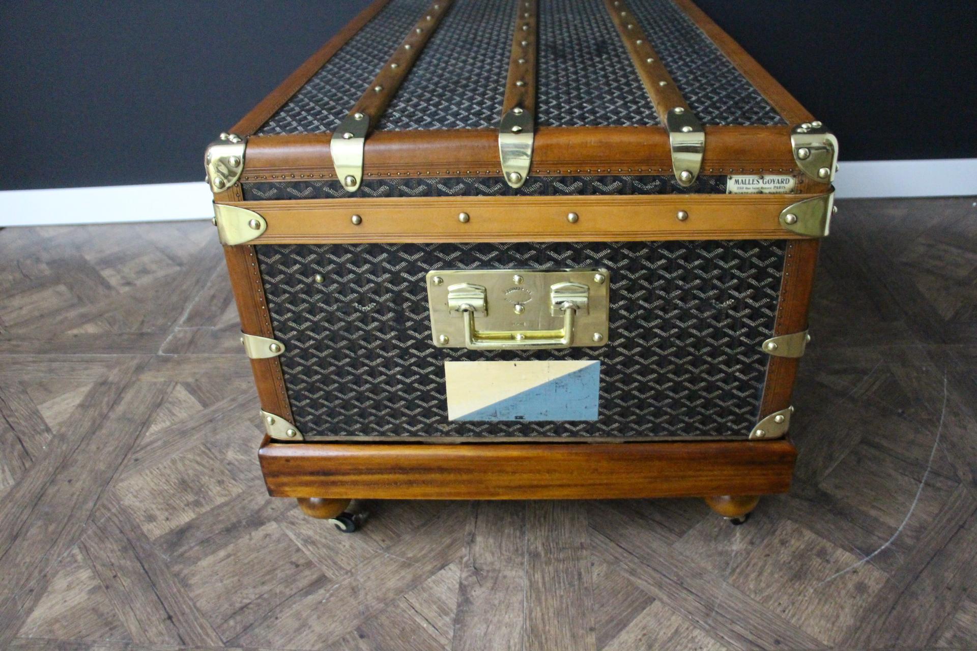 1920s Goyard Cabin Trunk, 100 cm Goyard Trunk in Chevrons Canvas 4