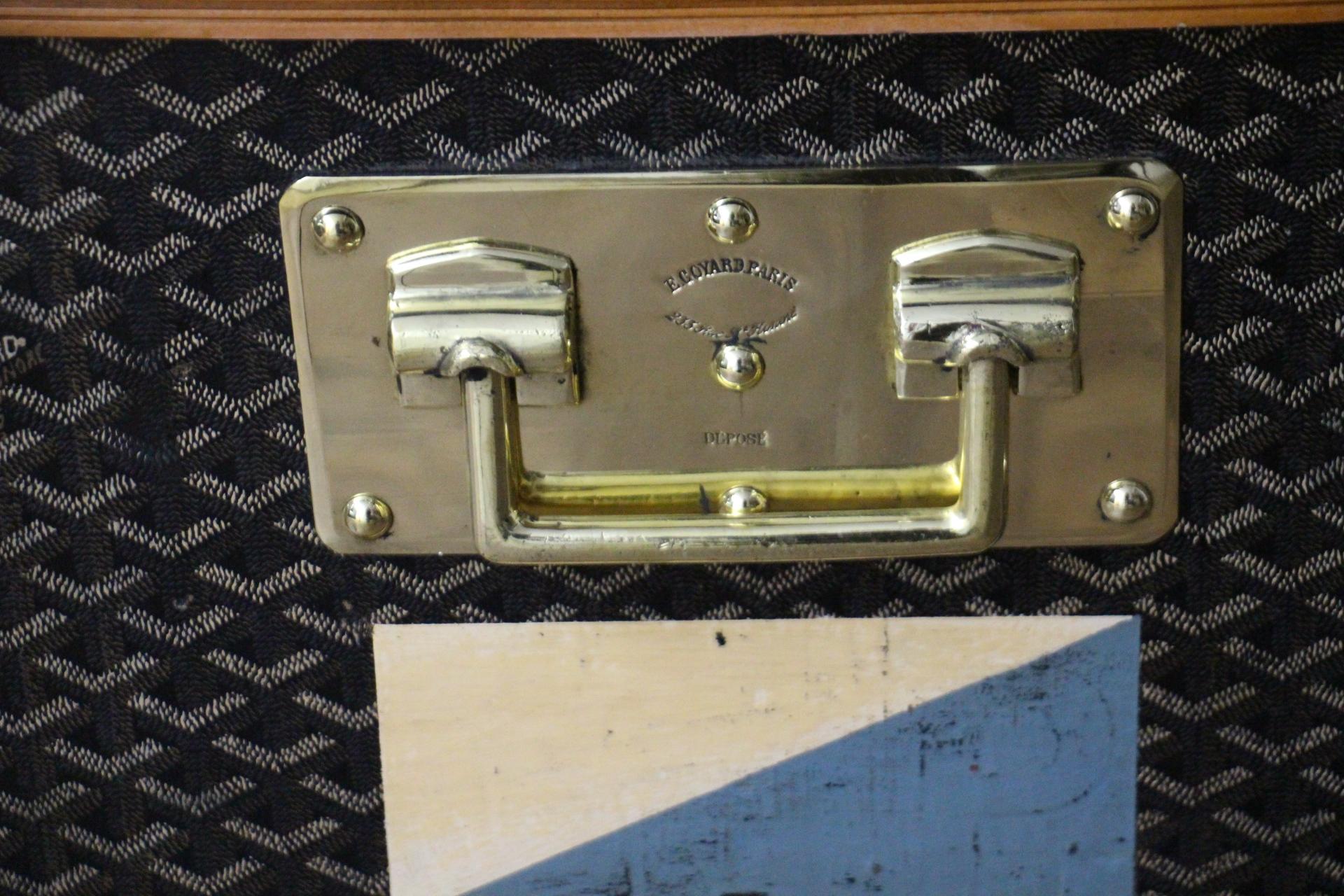 1920s Goyard Cabin Trunk, 100 cm Goyard Trunk in Chevrons Canvas 5