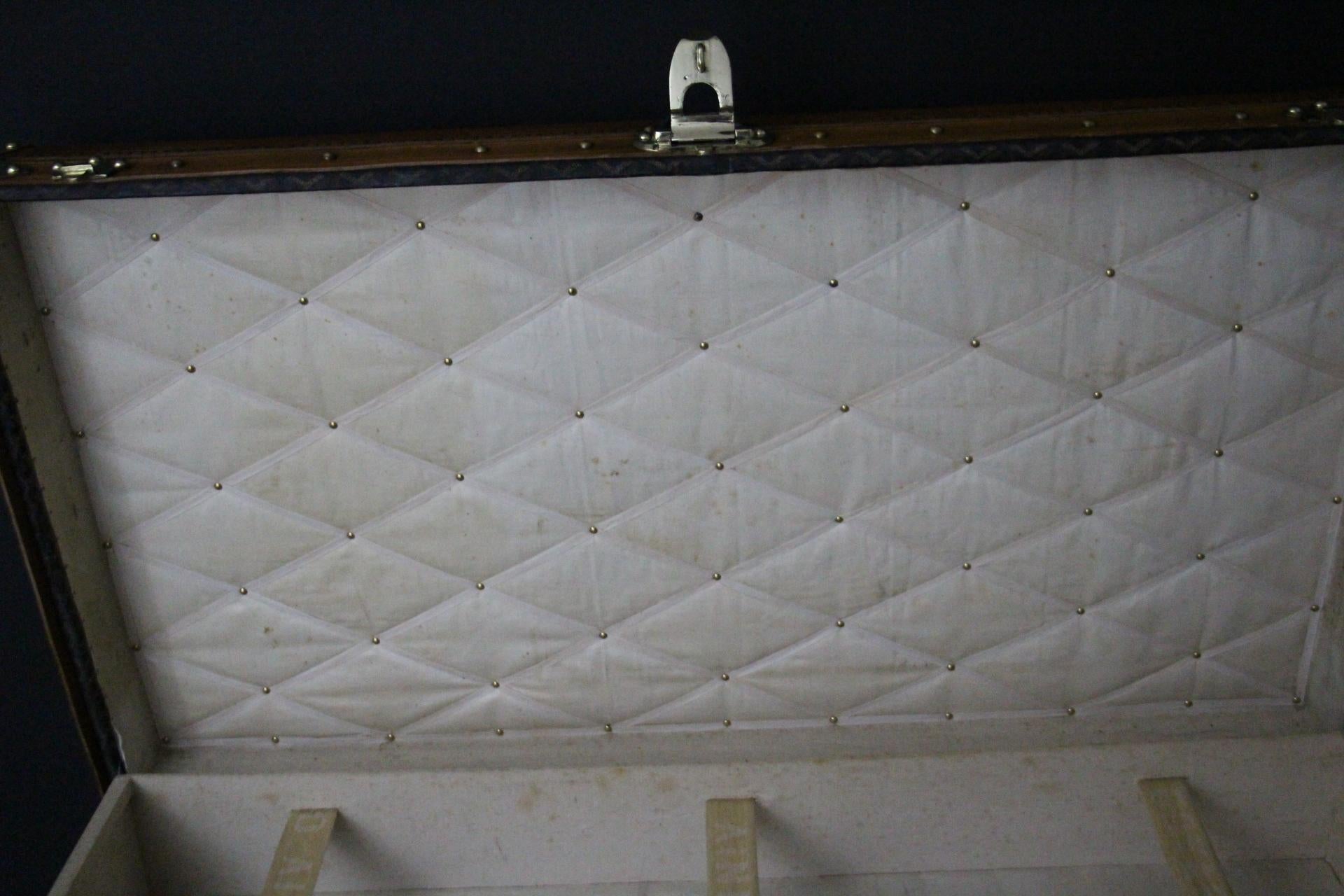 1920s Goyard Cabin Trunk, 100 cm Goyard Trunk in Chevrons Canvas 8