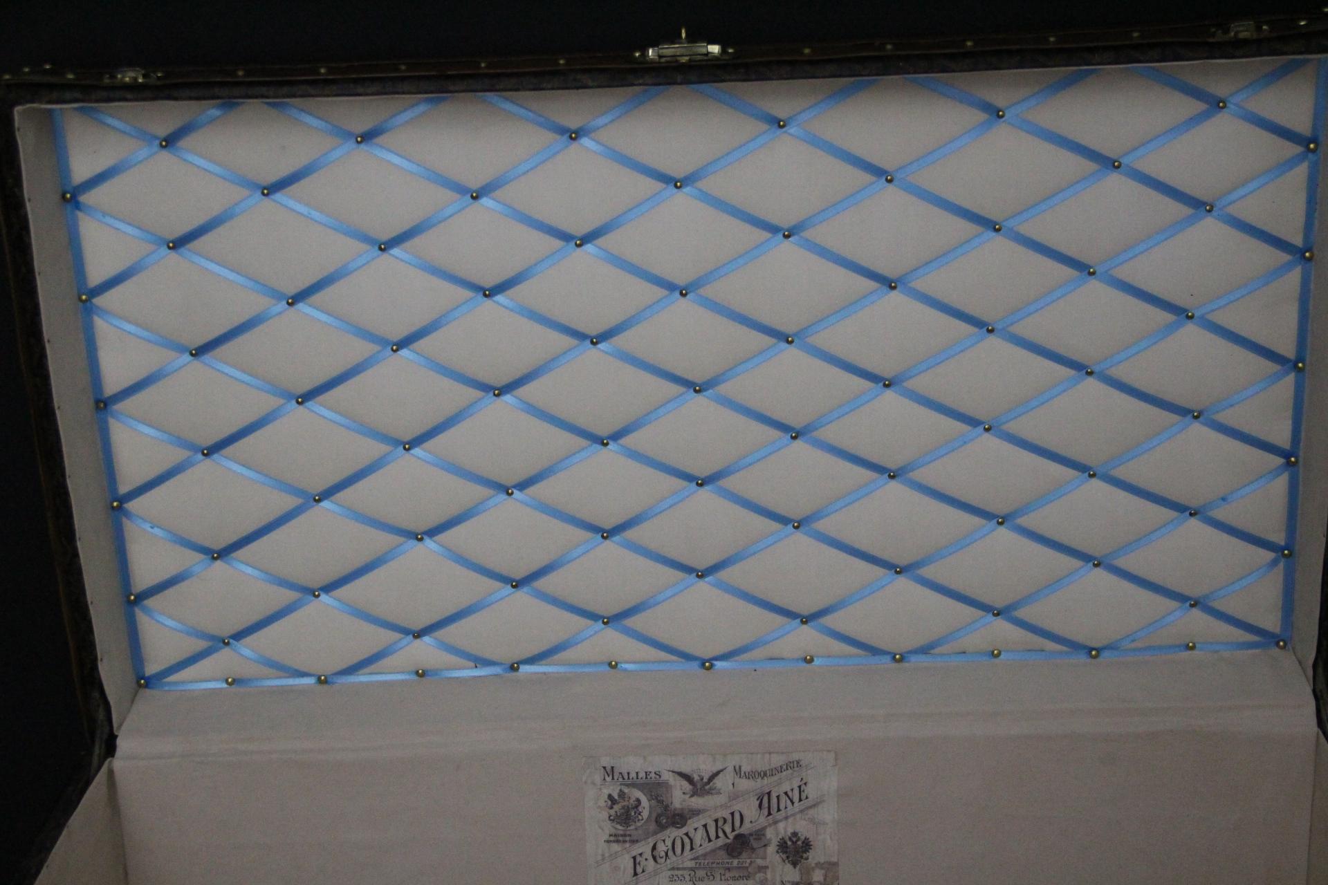Coffre de cabine Goyard des années 1920, coffre de cabine 100 cm en toile à chevrons en vente 11