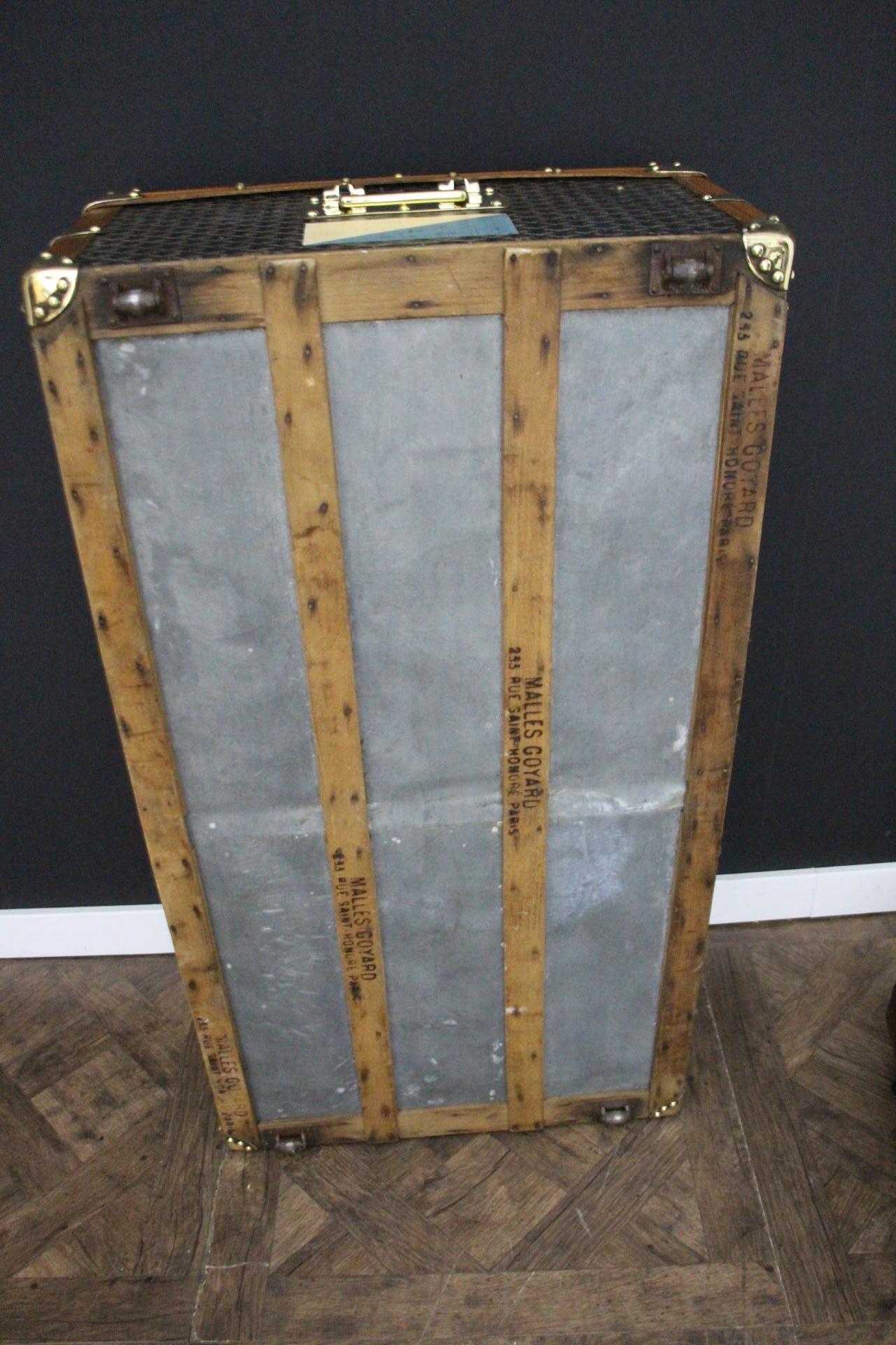 1920s Goyard Cabin Trunk, 100 cm Goyard Trunk in Chevrons Canvas 13