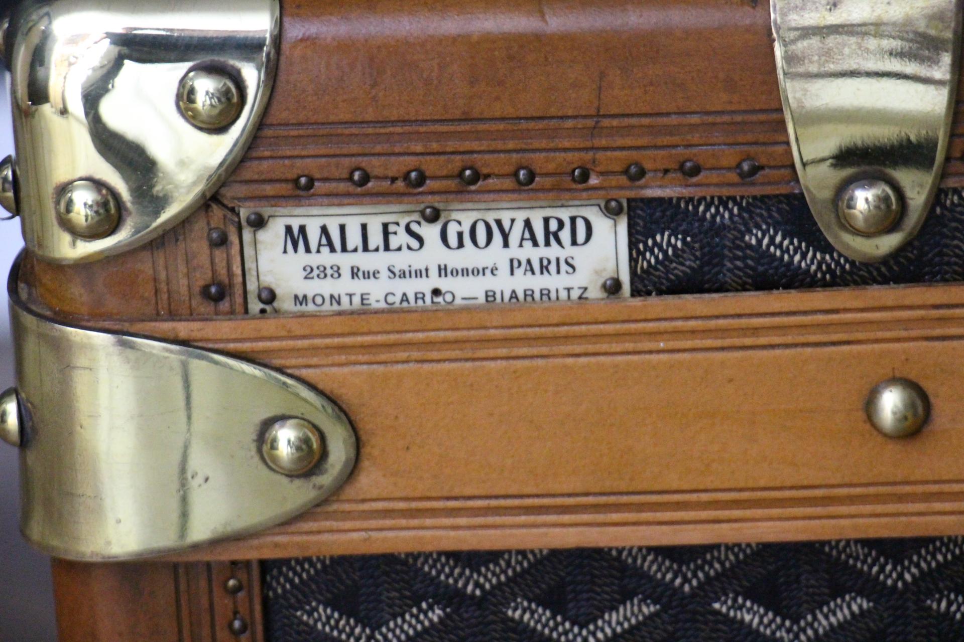 1920s Goyard Cabin Trunk, 100 cm Goyard Trunk in Chevrons Canvas 2