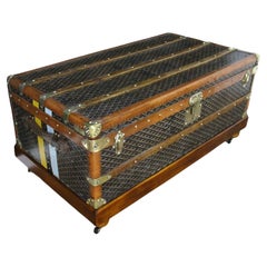 1920s Goyard Cabin Trunk, 100 cm Goyard Trunk in Chevrons Canvas