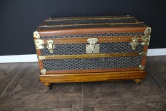 1920s Goyard Cabin Trunk, 75 cm Goyard Trunk in Chevrons Canvas