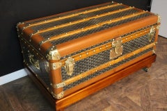 Goyard Cabin Trunk, Goyard Trunk aus Chevrons Canvas, 1920er Jahre