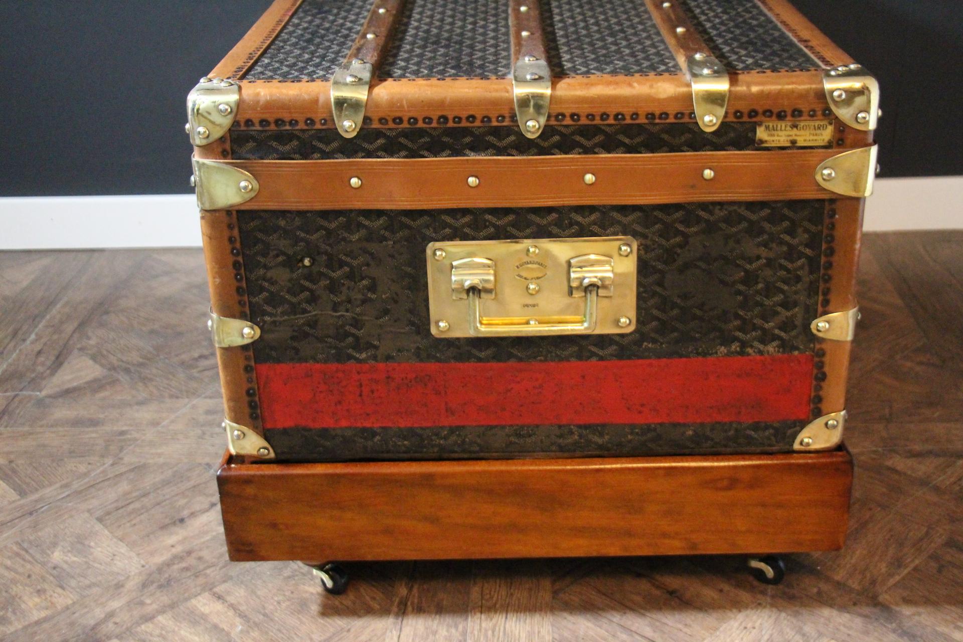 1920s Goyard Cabin Trunk, Goyard Trunk in Chevrons Canvas 90 cm 6