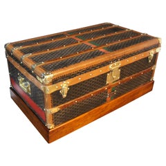 1920s Goyard Cabin Trunk, Goyard Trunk in Chevrons Canvas 90 cm