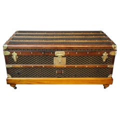 1920s Goyard Cabin Trunk, Goyard Trunk in Chevrons Canvas