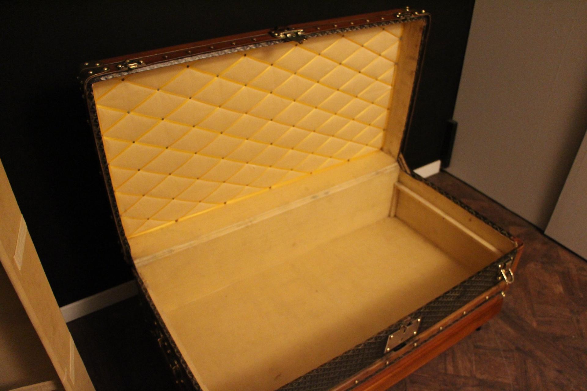 1920s Goyard Cabin Trunk, Goyard Trunk in Chevrons Canvas 11