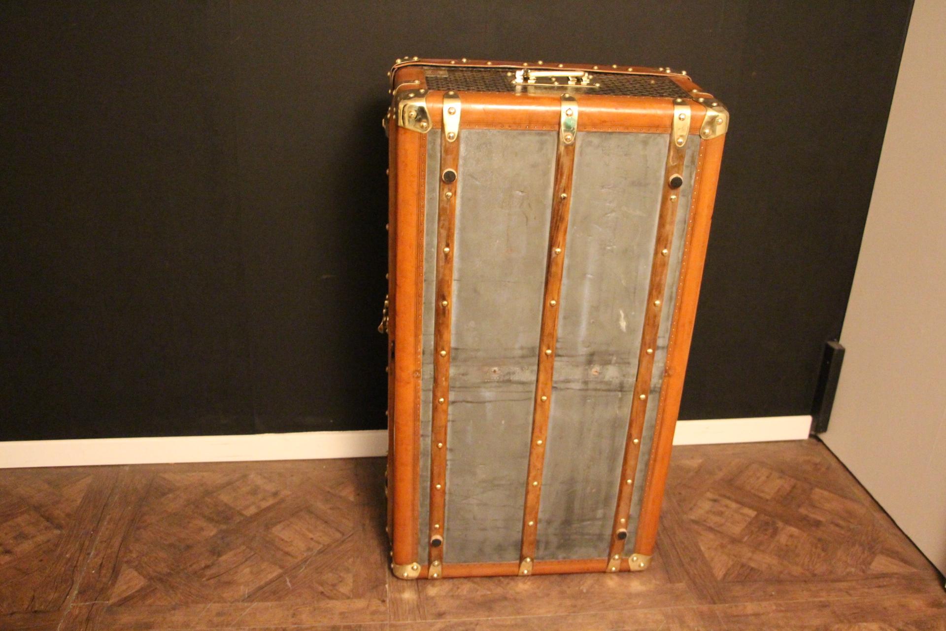 1920s Goyard Cabin Trunk, Goyard Trunk in Chevrons Canvas 12