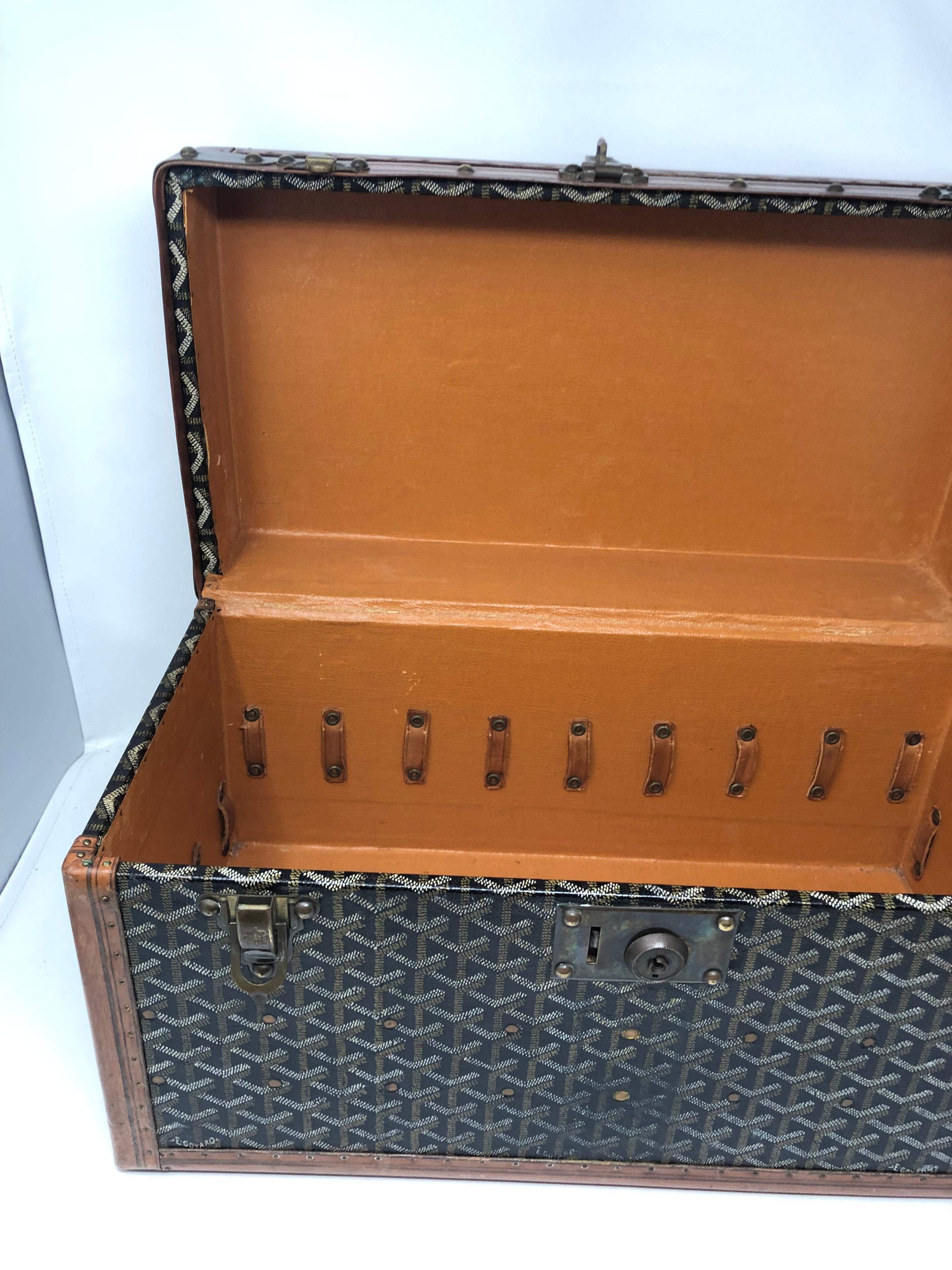 1920's Goyard Hard Case Vanity Trunk 11