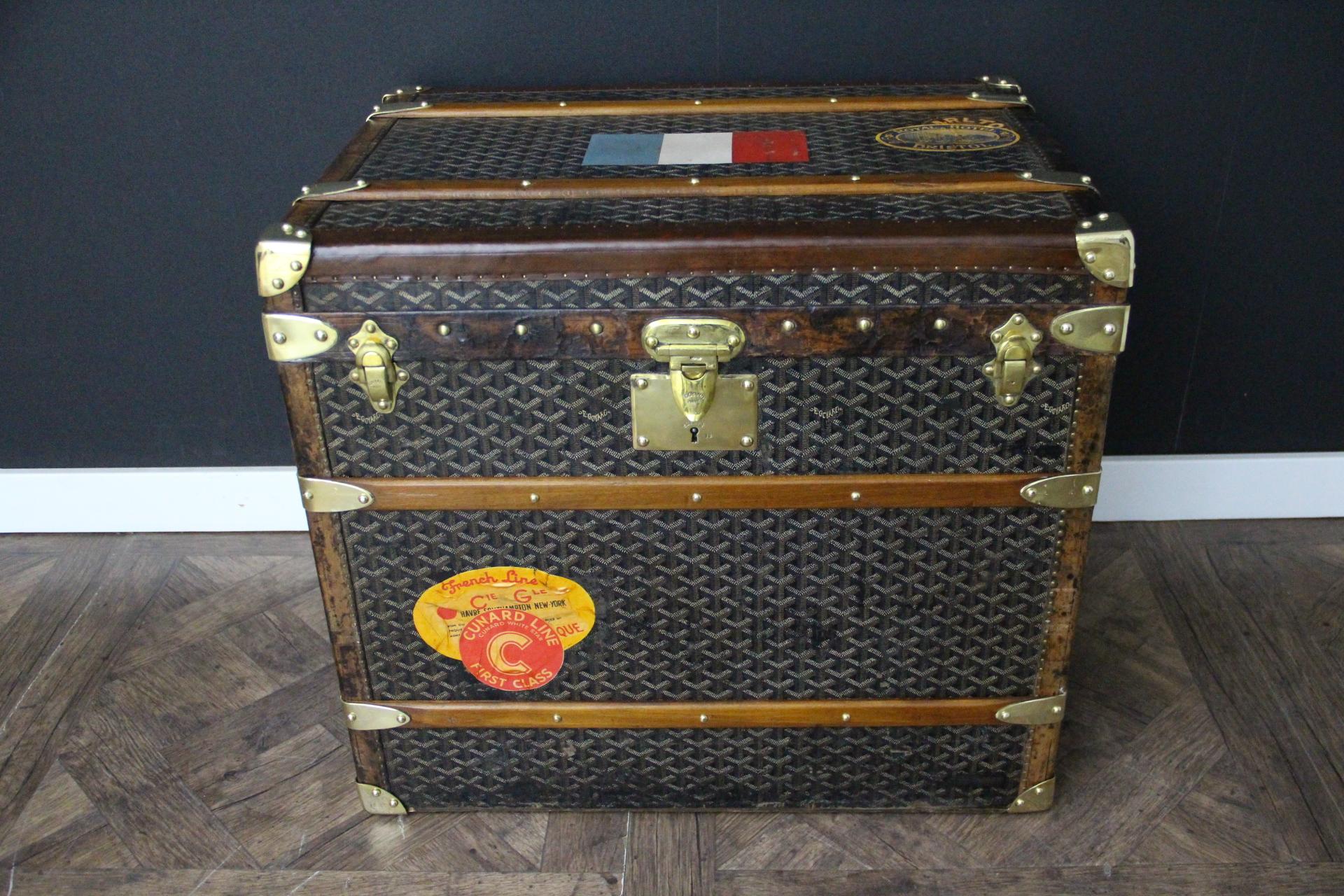 French 1920s Goyard Hat Trunk, Goyard Trunk, Goyard Steamer Trunk For Sale
