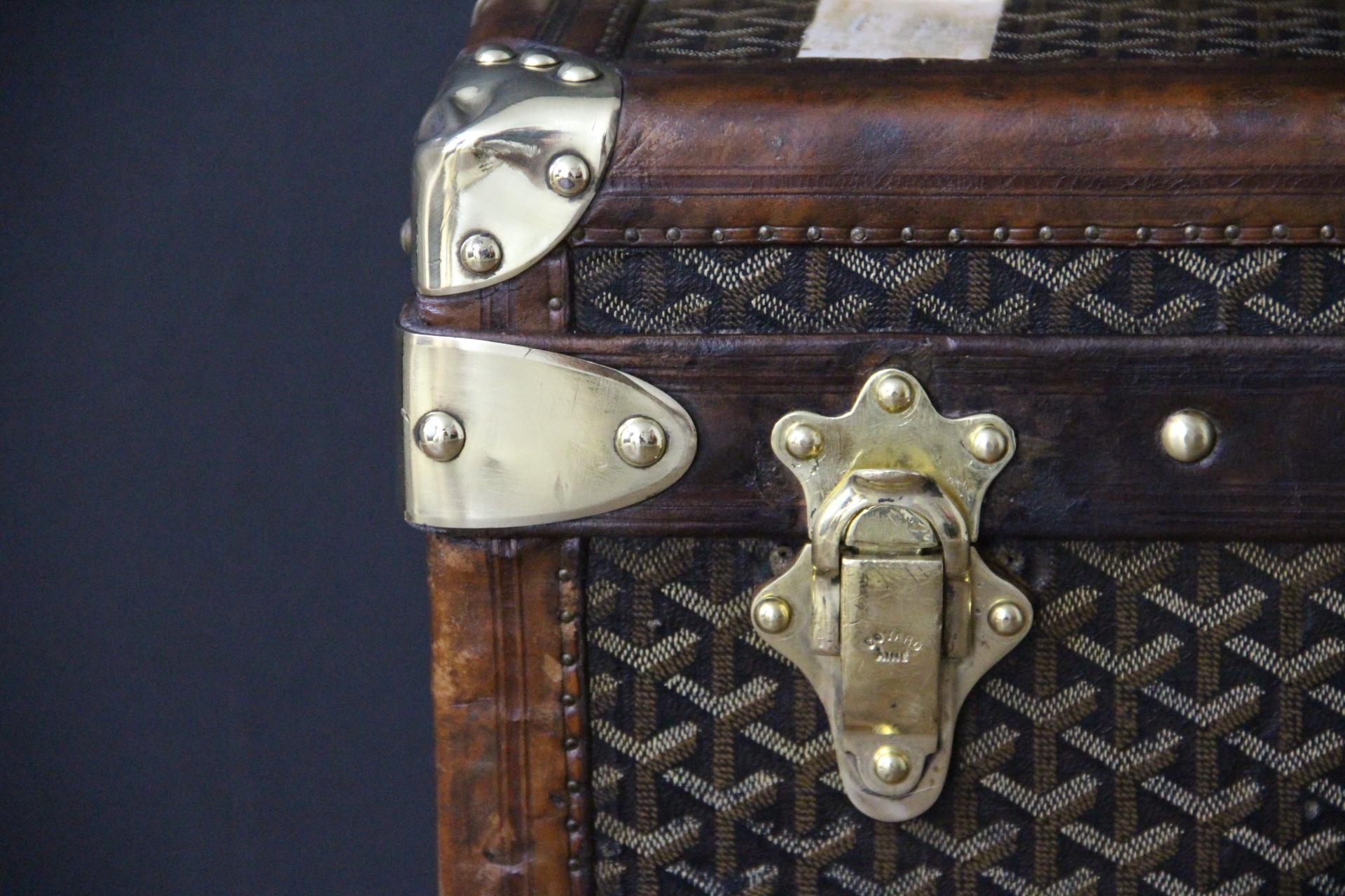 French 1920s Goyard Hat Trunk, Goyard Trunk, Goyard Steamer Trunk, Goyard Trunk For Sale