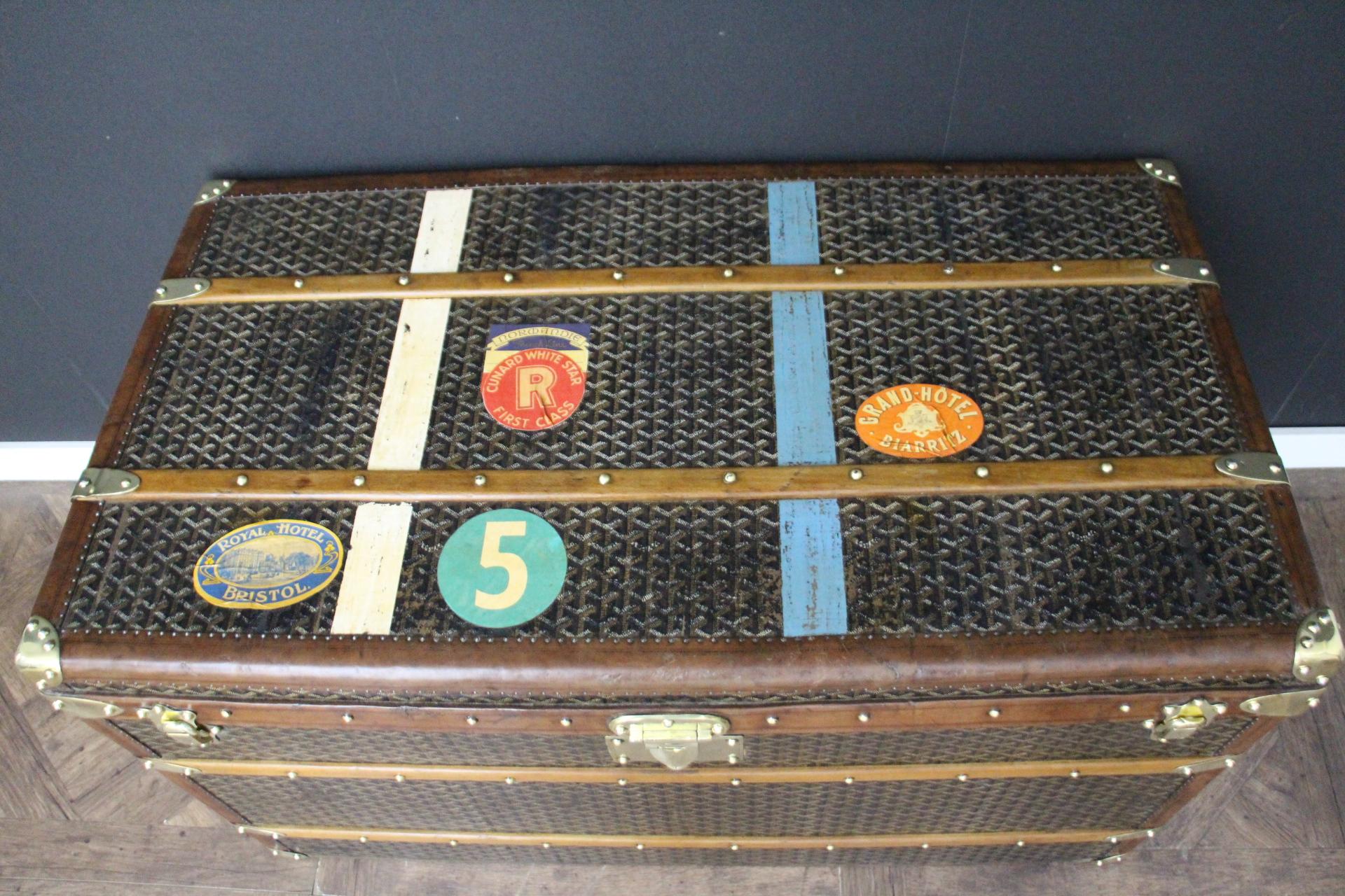 Baúl Goyard años 20, Baúl vapor Goyard 100 cm, Baúl Courrier Goyard 5