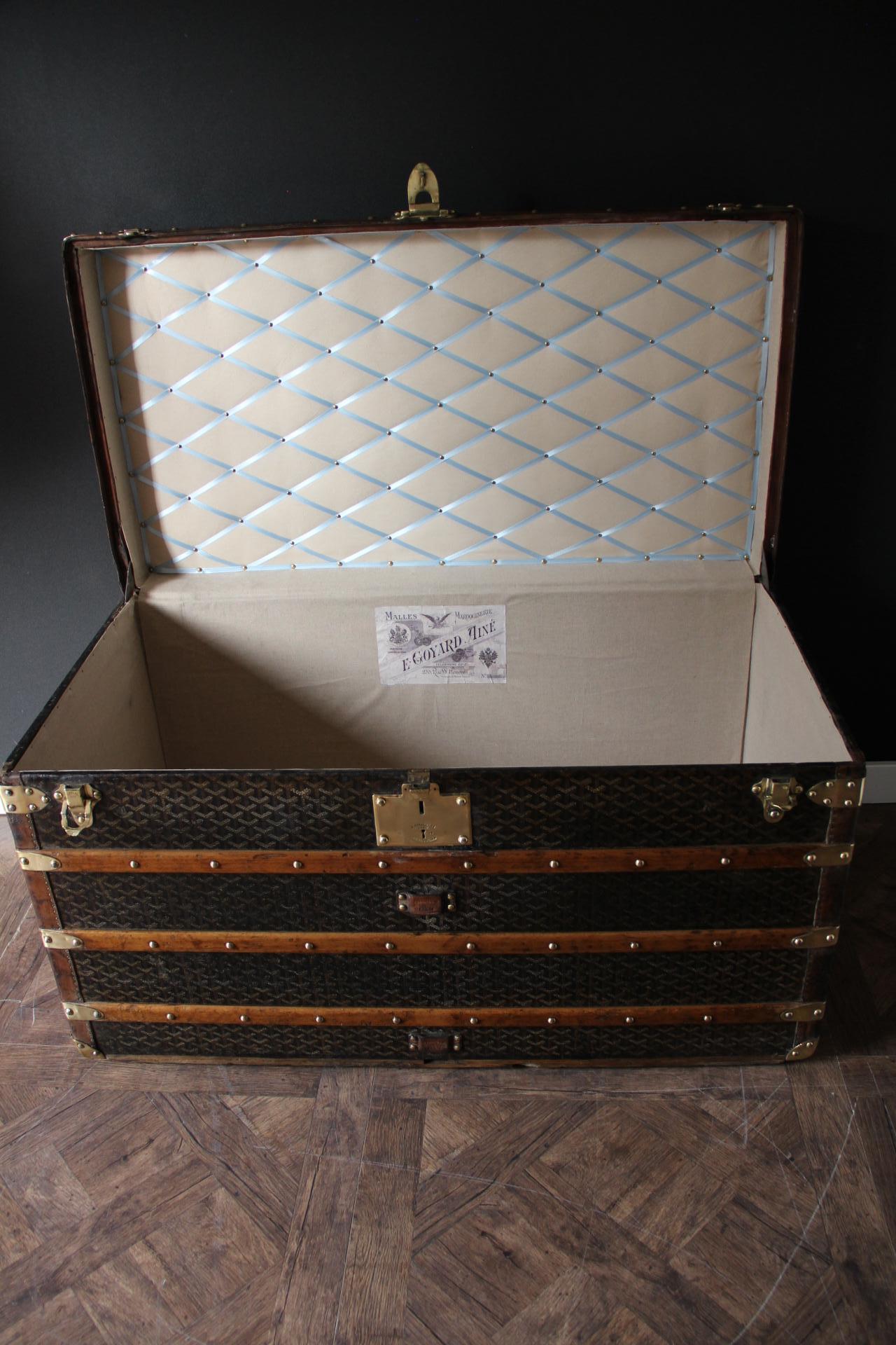Coffre Goyard des années 1920, coffre à vapeur Goyard 100 cm, coffre à vapeur Goyard en vente 6