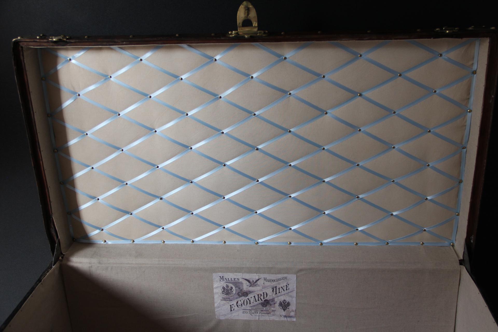 Coffre Goyard des années 1920, coffre à vapeur Goyard 100 cm, coffre à vapeur Goyard en vente 7