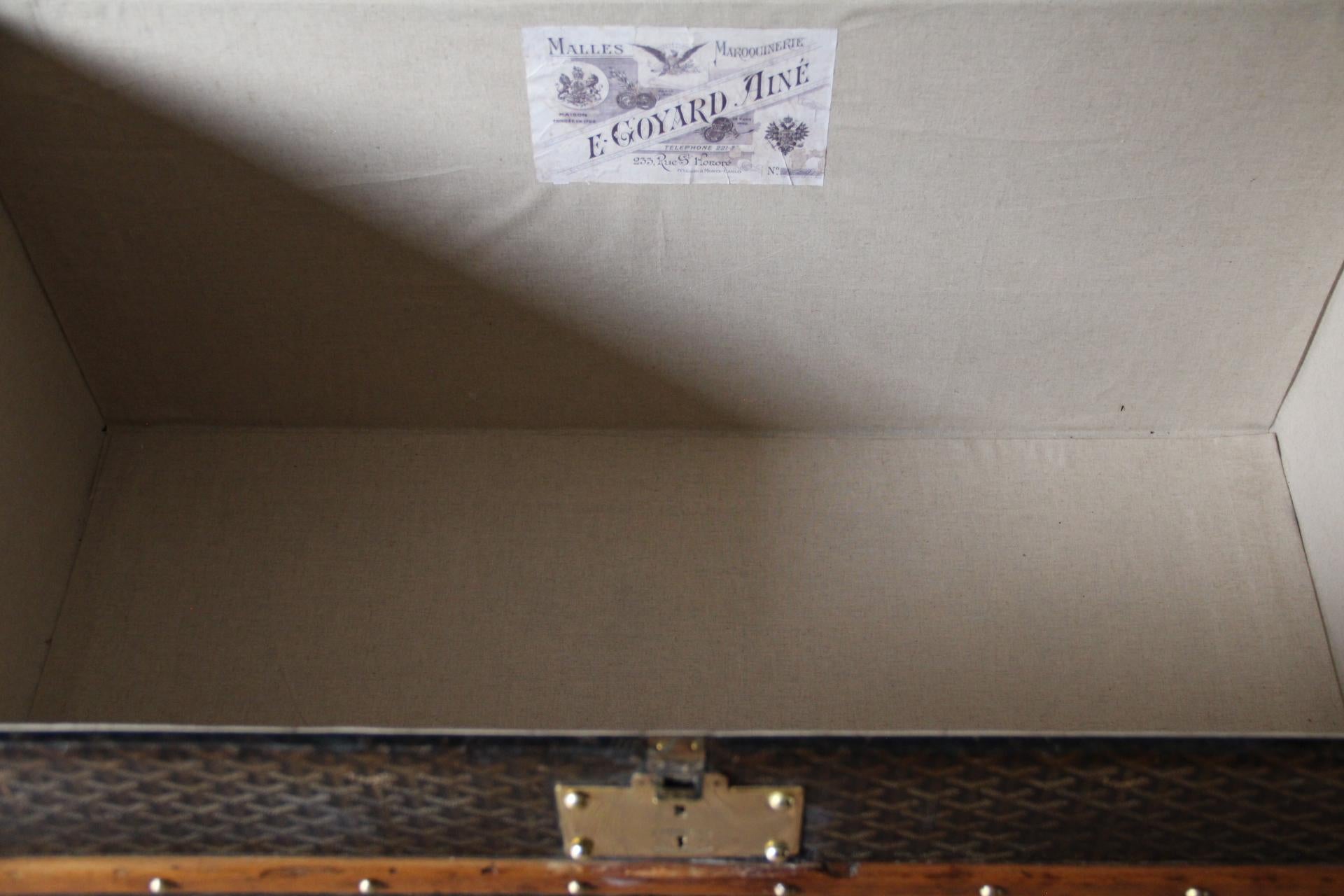 Coffre Goyard des années 1920, coffre à vapeur Goyard 100 cm, coffre à vapeur Goyard en vente 8