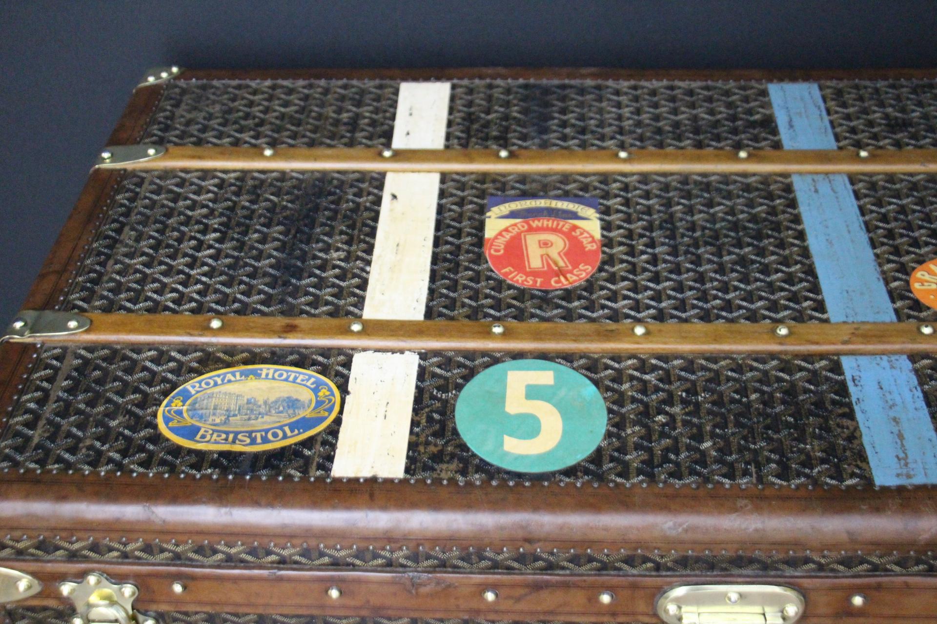 Baúl Goyard años 20, Baúl vapor Goyard 100 cm, Baúl Courrier Goyard 10
