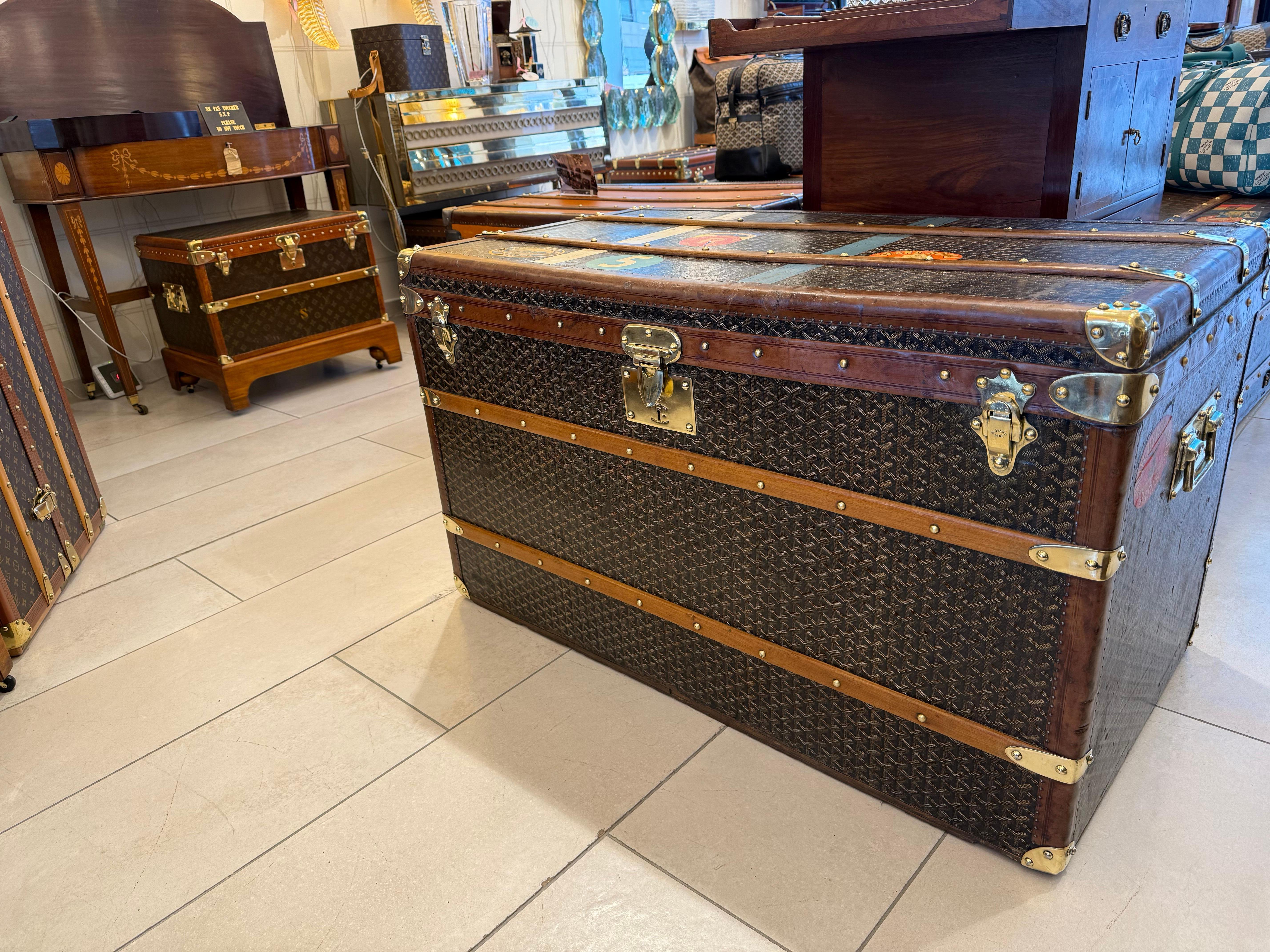 Baúl Goyard años 20, Baúl vapor Goyard 100 cm, Baúl Courrier Goyard 12