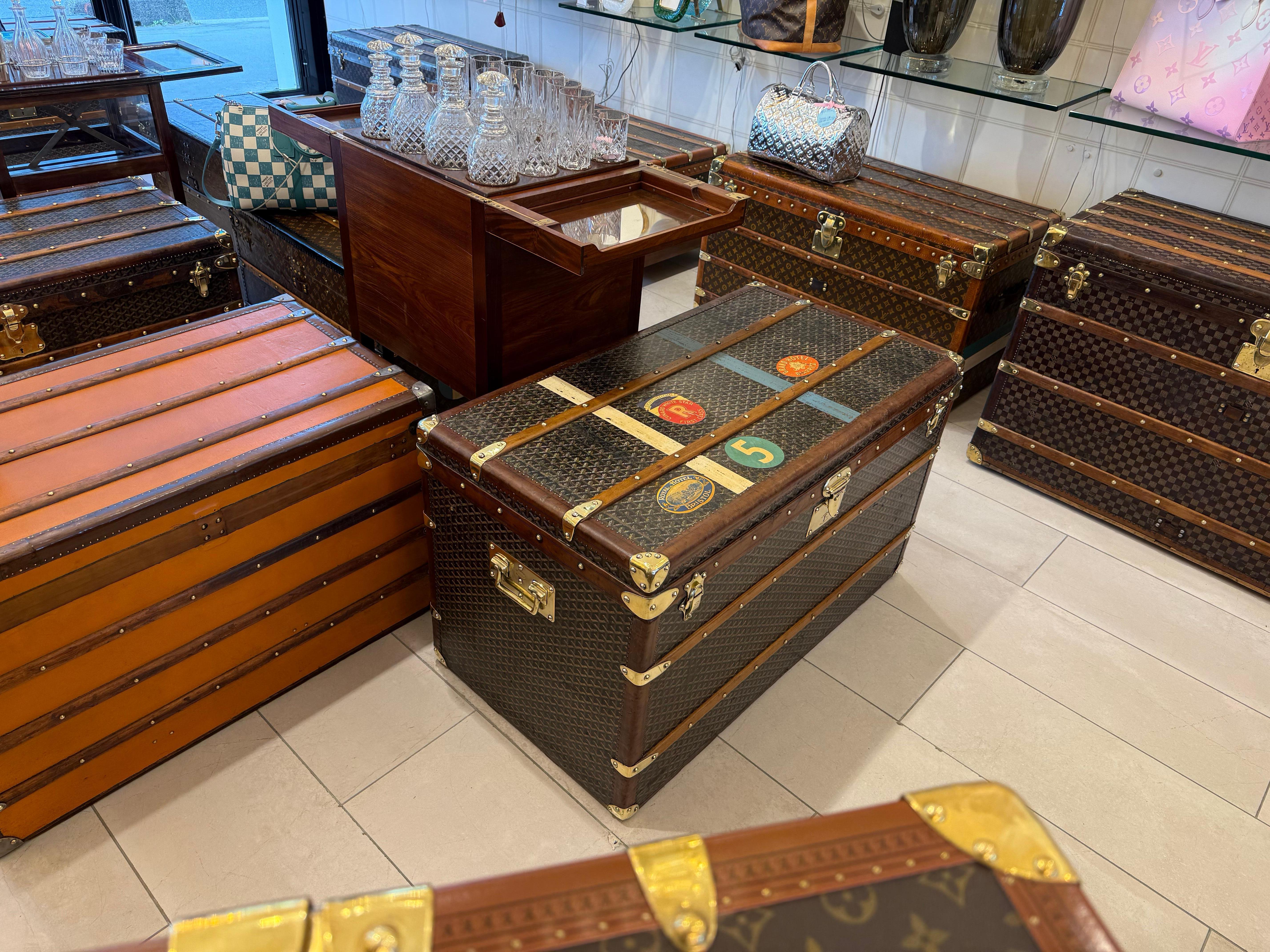Baúl Goyard años 20, Baúl vapor Goyard 100 cm, Baúl Courrier Goyard 13