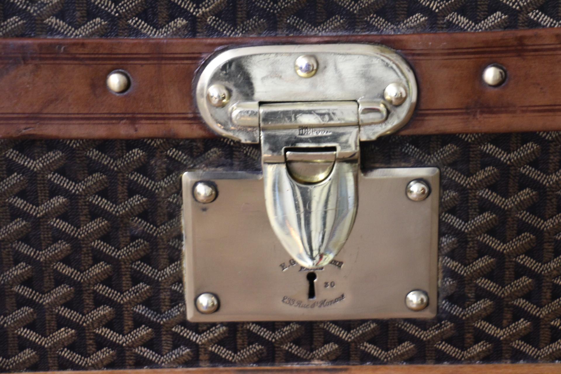 Baúl Goyard años 20, Baúl vapor Goyard 100 cm, Baúl Courrier Goyard Francés