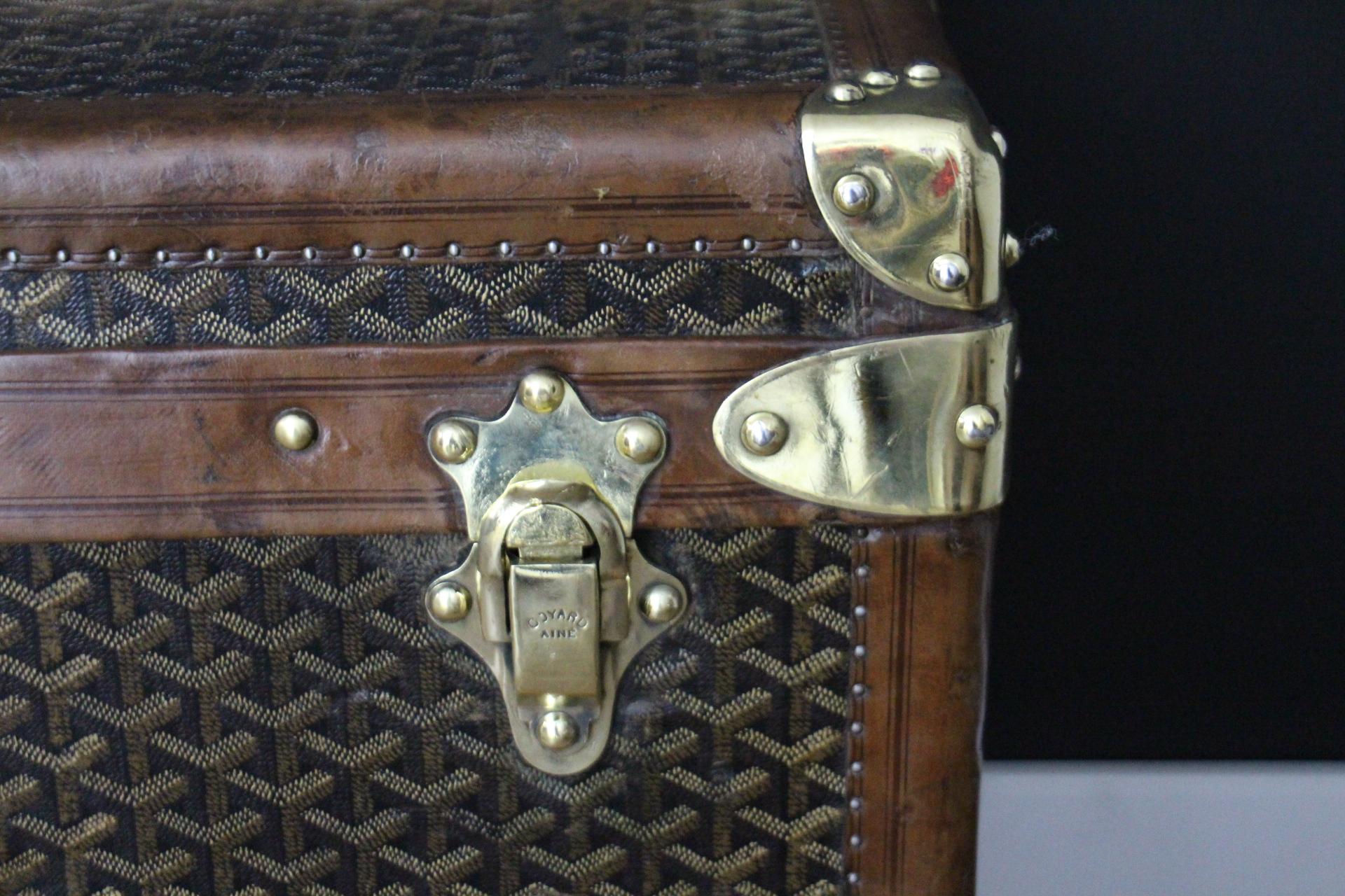 Baúl Goyard años 20, Baúl vapor Goyard 100 cm, Baúl Courrier Goyard principios del siglo XX