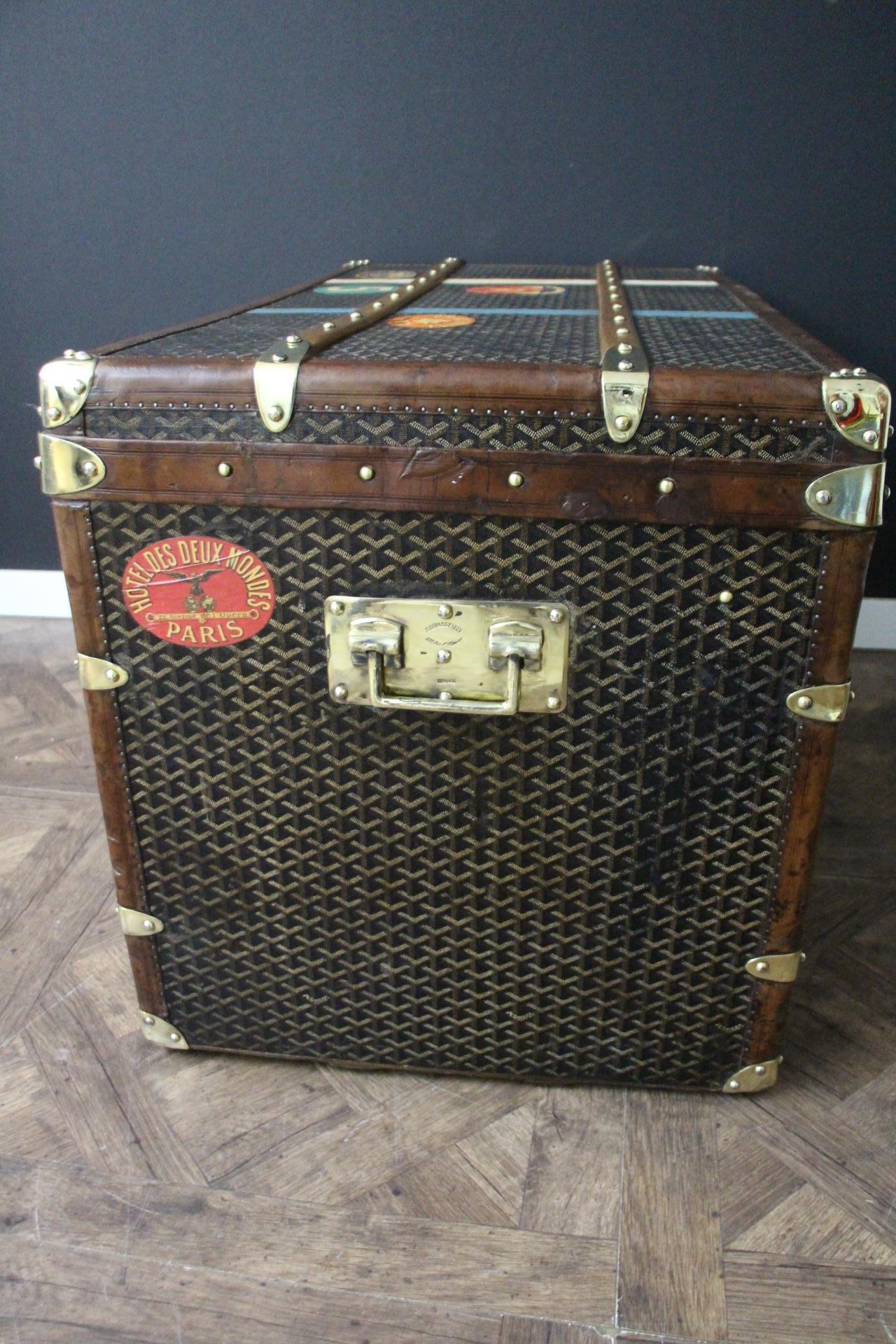 Baúl Goyard años 20, Baúl vapor Goyard 100 cm, Baúl Courrier Goyard Latón