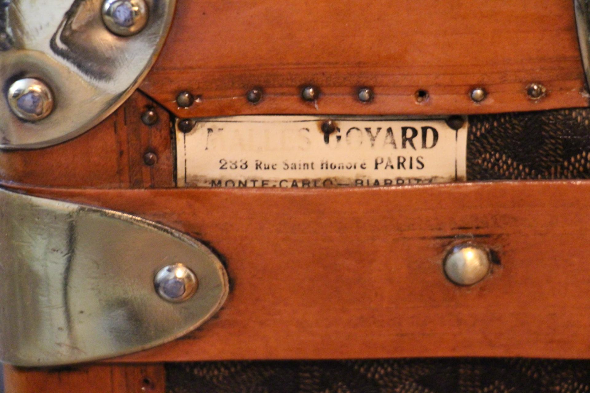 1920s Goyard Trunk, 100 cm Goyard Steamer Trunk, Goyard Courrier Trunk For Sale 1