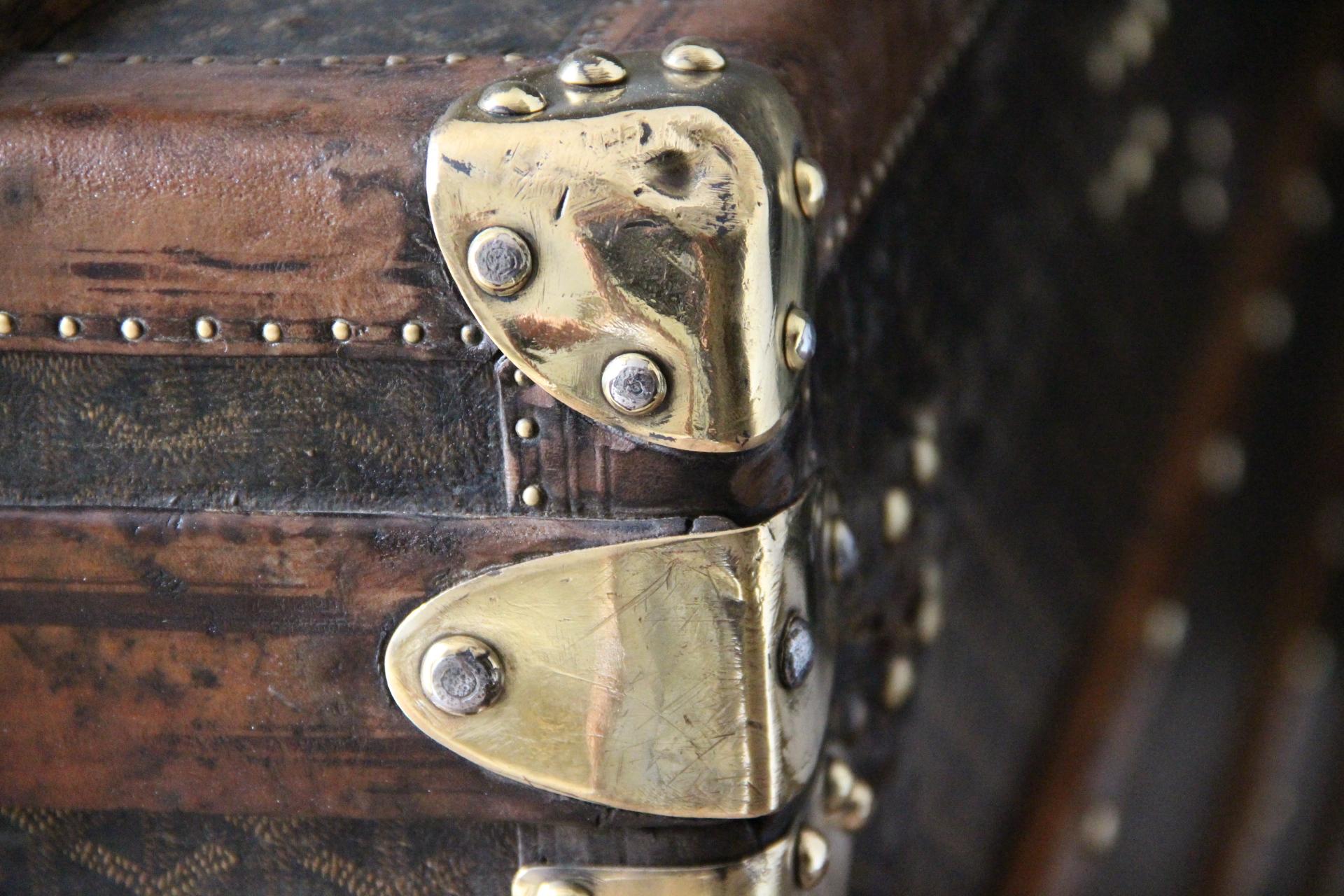 Coffre Goyard des années 1920, coffre à vapeur Goyard 100 cm, coffre à vapeur Goyard en vente 1