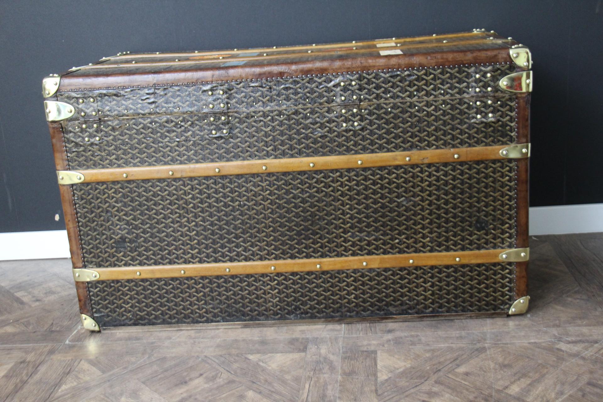 Baúl Goyard años 20, Baúl vapor Goyard 100 cm, Baúl Courrier Goyard 2
