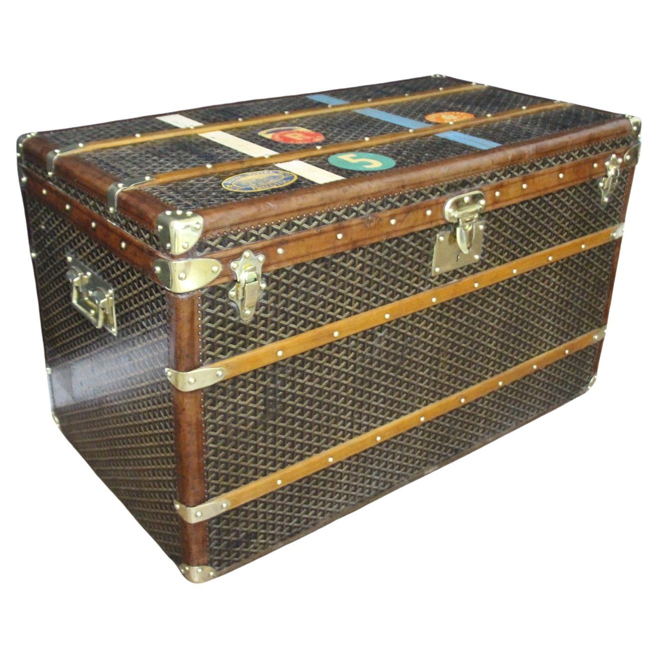 Baúl Goyard años 20, Baúl vapor Goyard 100 cm, Baúl Courrier Goyard