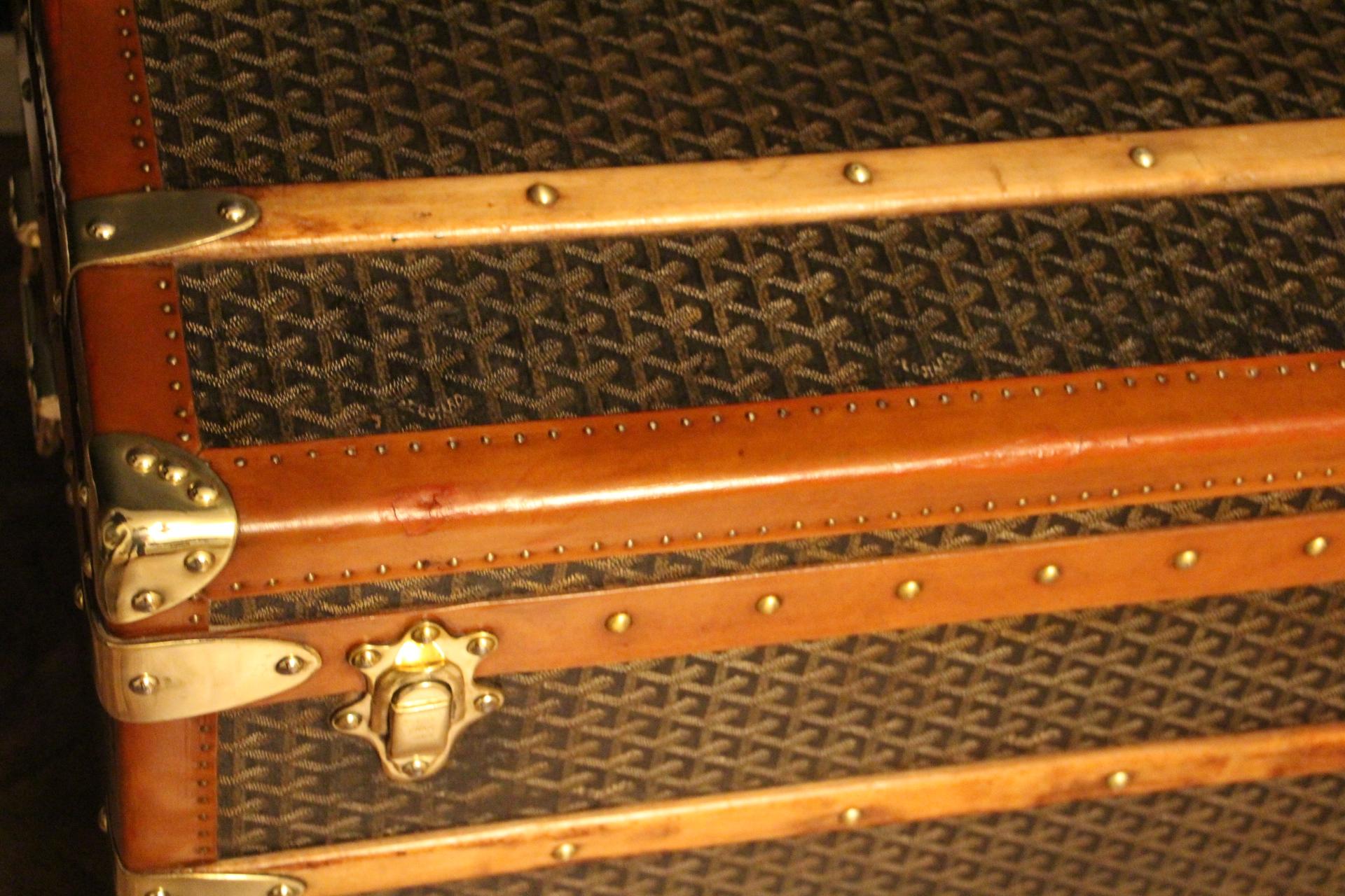 1920s Goyard Trunk, 110 Cm Goyard Steamer Trunk, Goyard Courrier Trunk 5