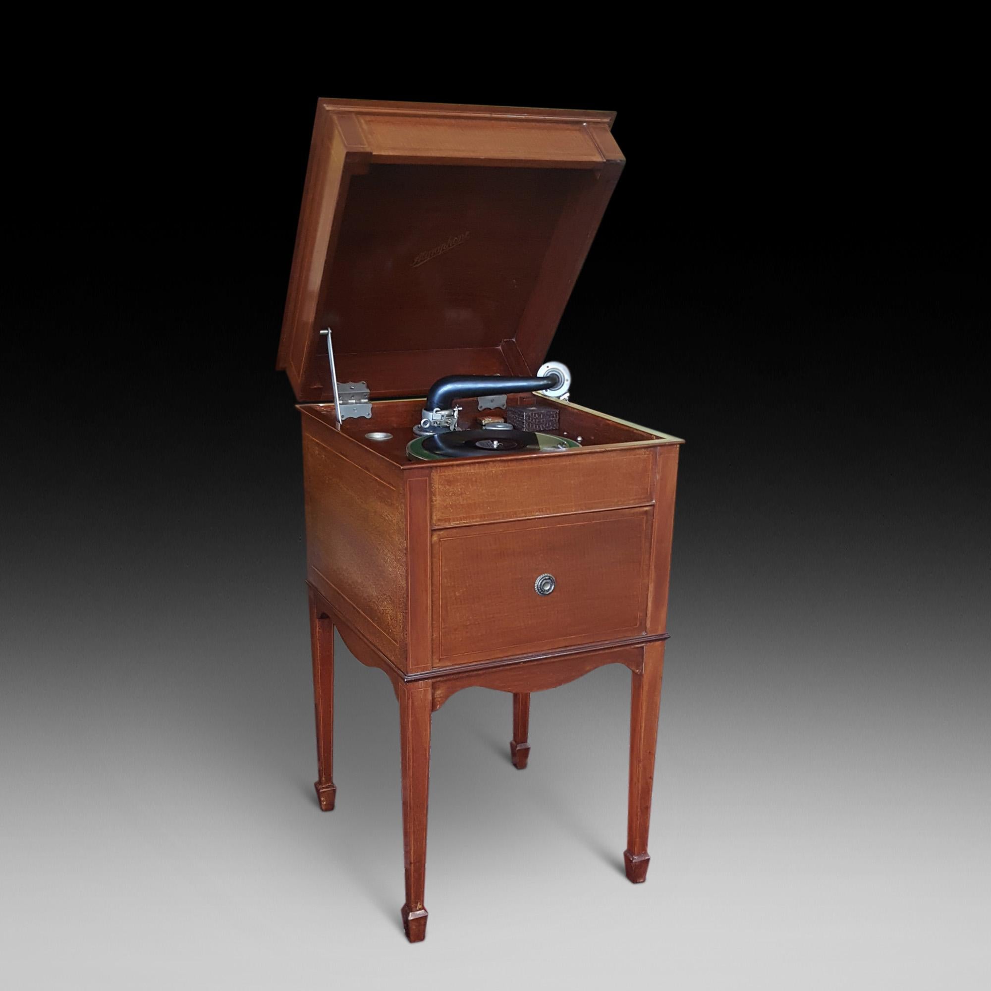 Grahams Gramophone in Sheraton style mahogany cabinet, from the Algraphone Saon, Saville Row, London - a club where the latest 78's were played and also the best gramophones were showcased - the Graham's were the best - selling for double the