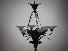 1920's Grancd Art Deco Nenuphar Bronze Huge Lillies - Chandelier
