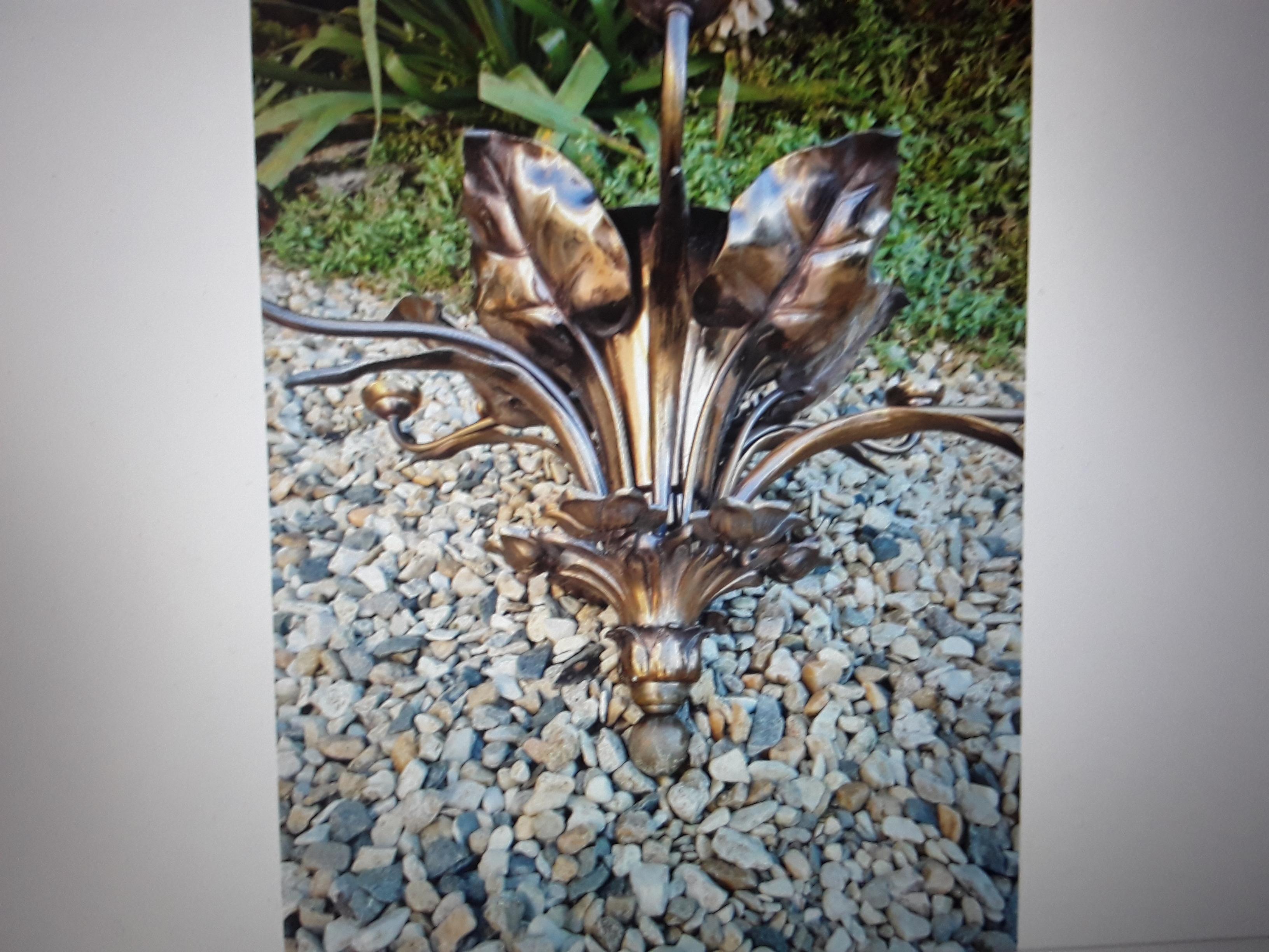 Early 20th Century 1920's Grancd Art Deco Nenuphar Bronze Huge Lillies - Chandelier  For Sale