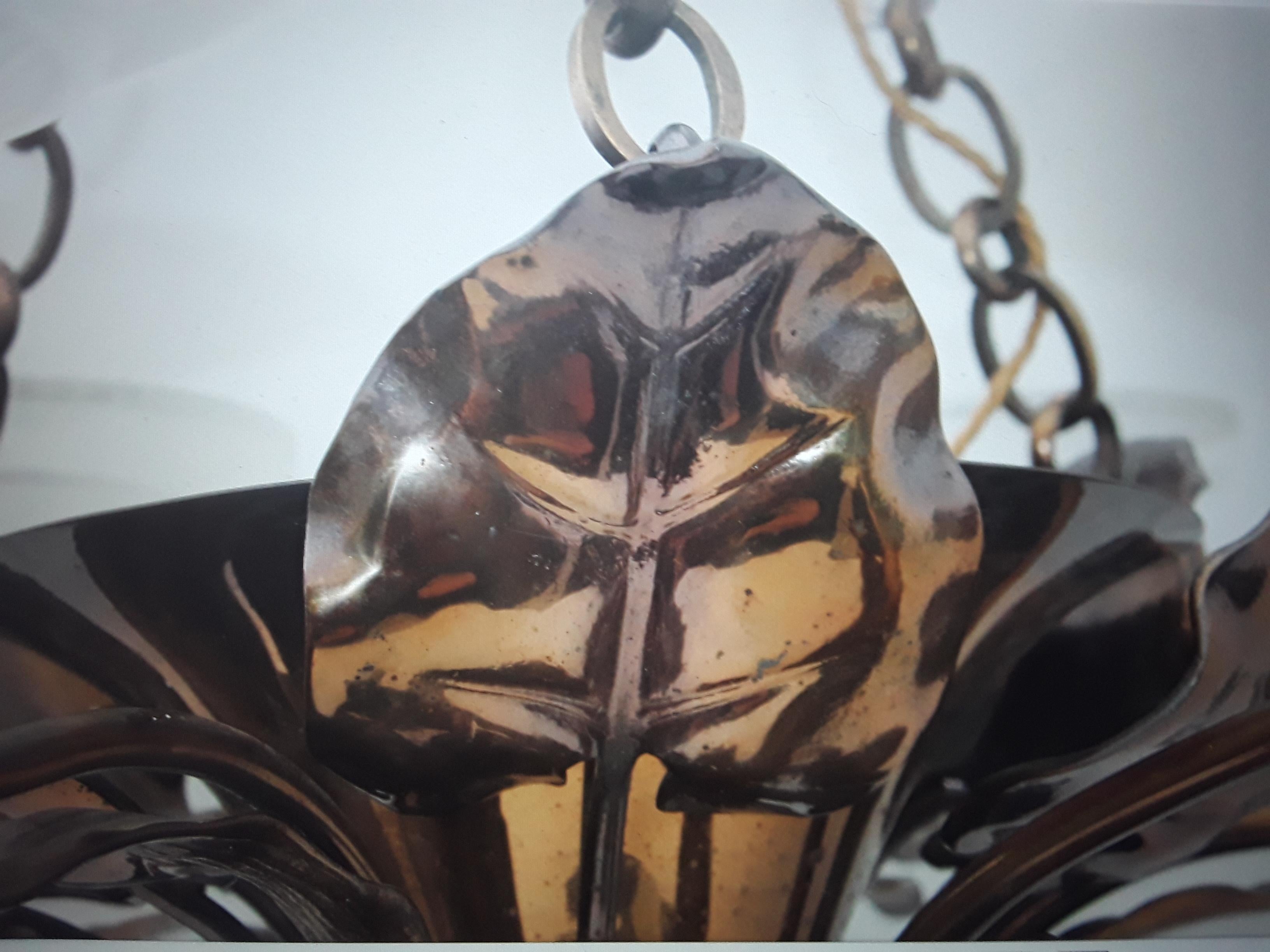Grand lustre Art Déco Nenuphar en bronze des années 1920  en vente 2