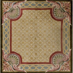 Rugs On Net Antique Ivory Art Nouveau Design Chinese Deco Carpet Wool Square Rug
