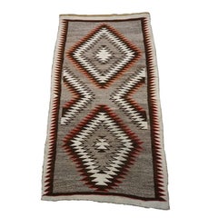 1920s Gray Antique Tribal Geometric Design Navajo Flat Woven Native American Rug