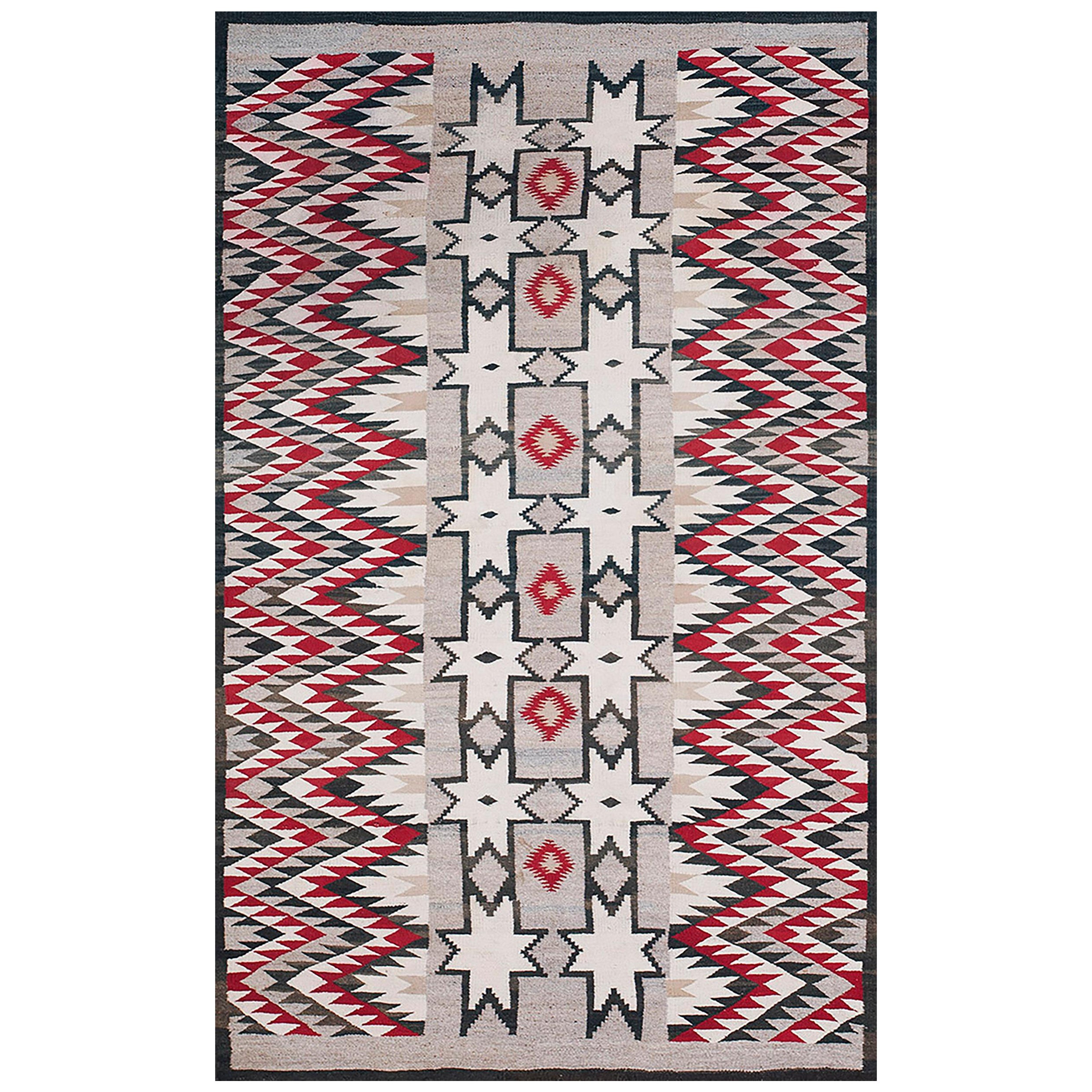 1920s Gray Red Black Geometric Antique American Navajo Rug 3
8" x 5
10" Carpet For Sale