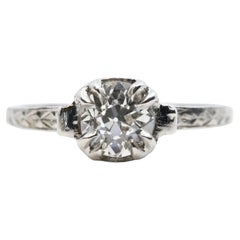Antique 1920's Greek Revival Art Deco 0.80 Carat Diamond Engagement Ring in Platinum