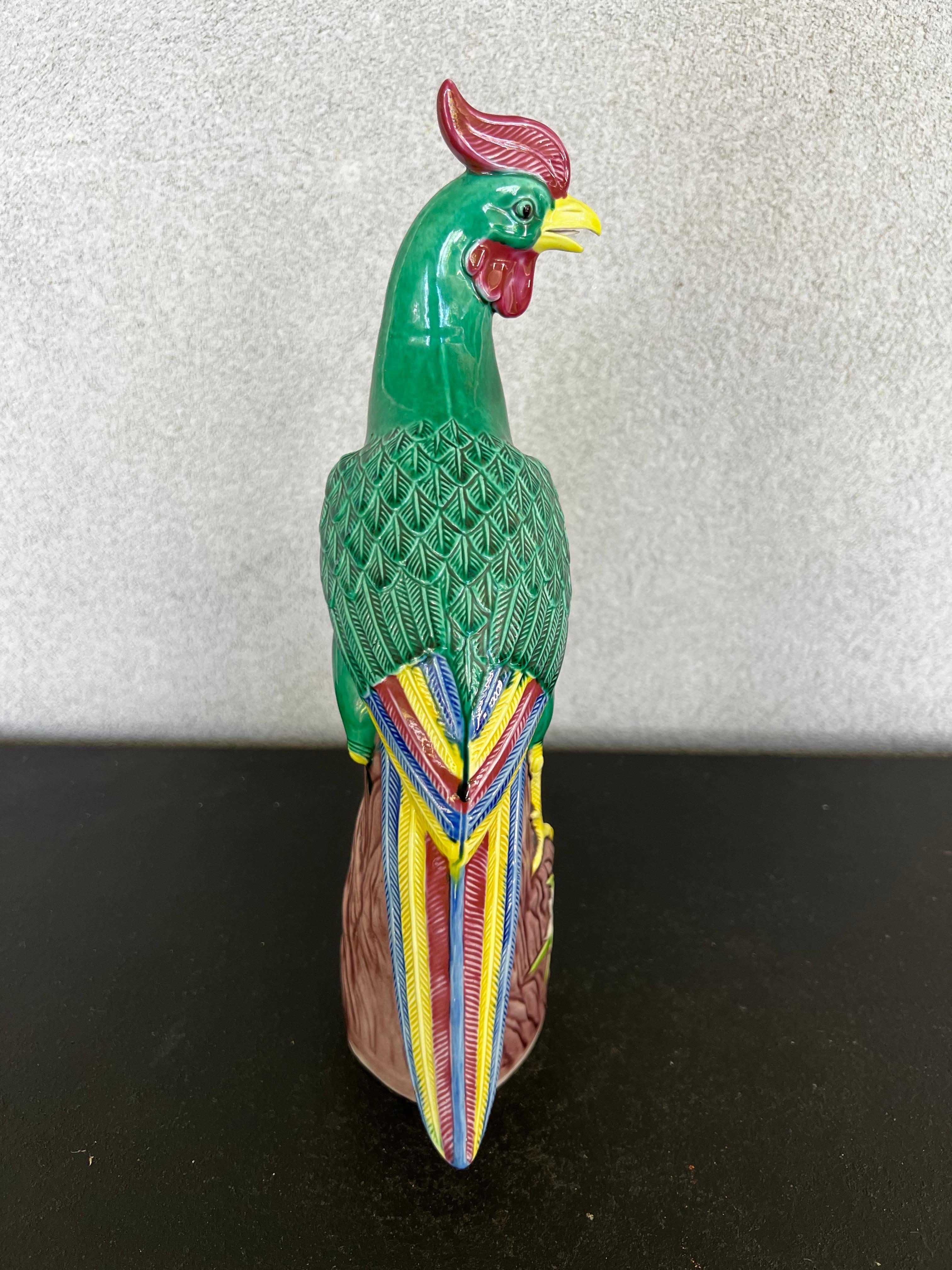 20th Century 1920’s Green Japanese Porcelain Parrot  For Sale