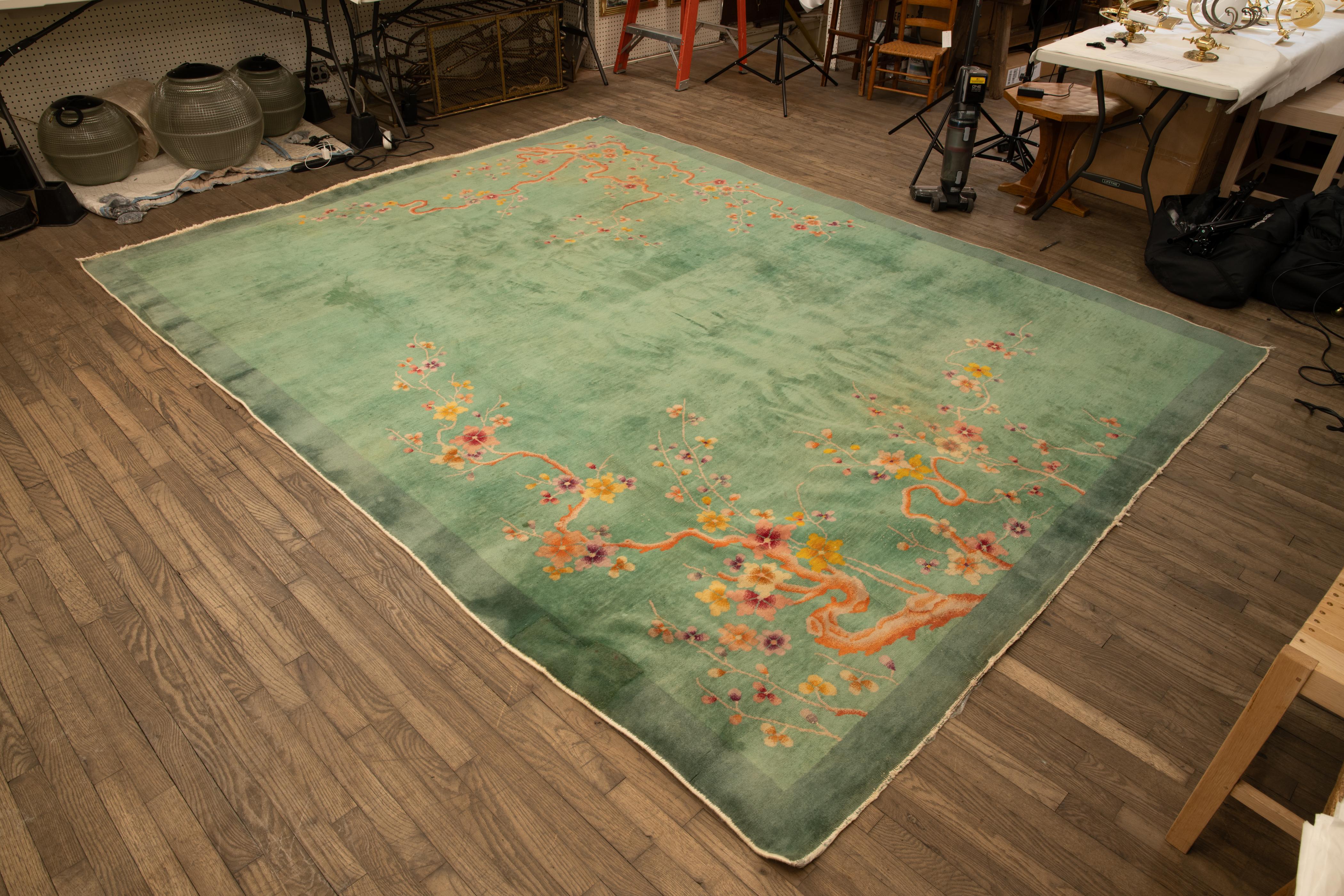 20th Century 1920s Green Nichols Art Deco Rug