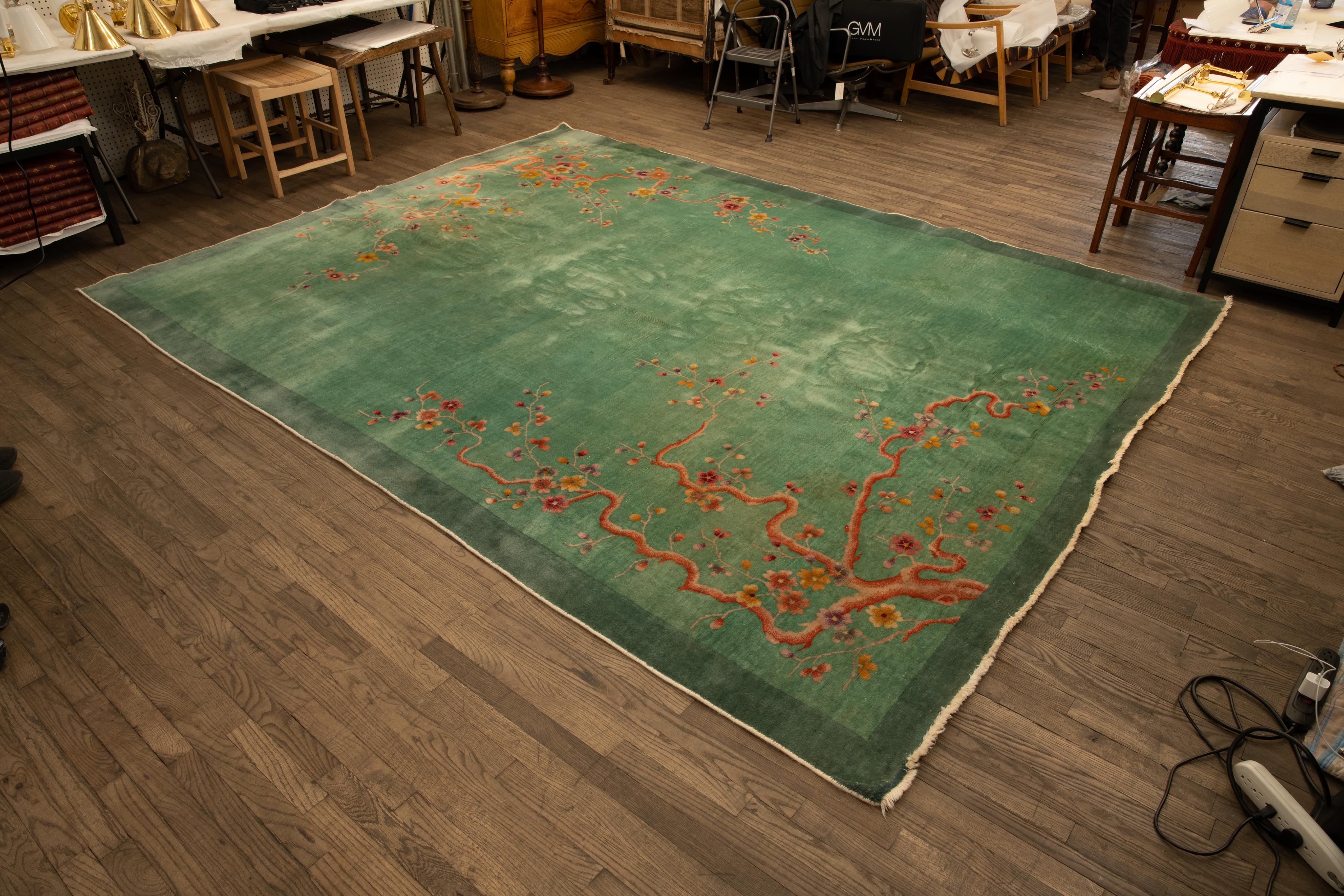 Wool 1920s Green Nichols Art Deco Rug