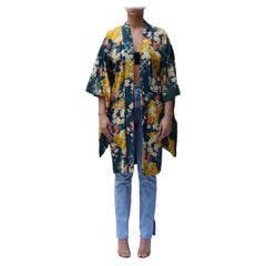 1920S Green Silk Fan Print Kimono